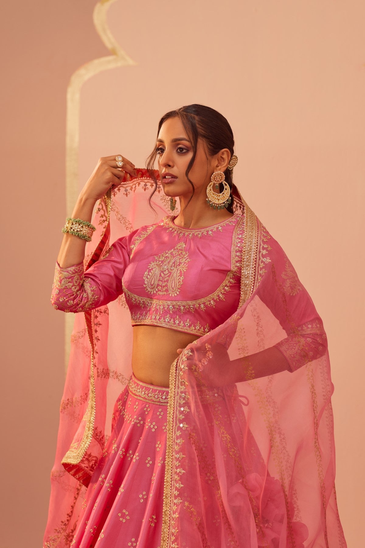 Nisha Agarwal In Naaina- Flamingo Pink Lehnega Set with Dupatta