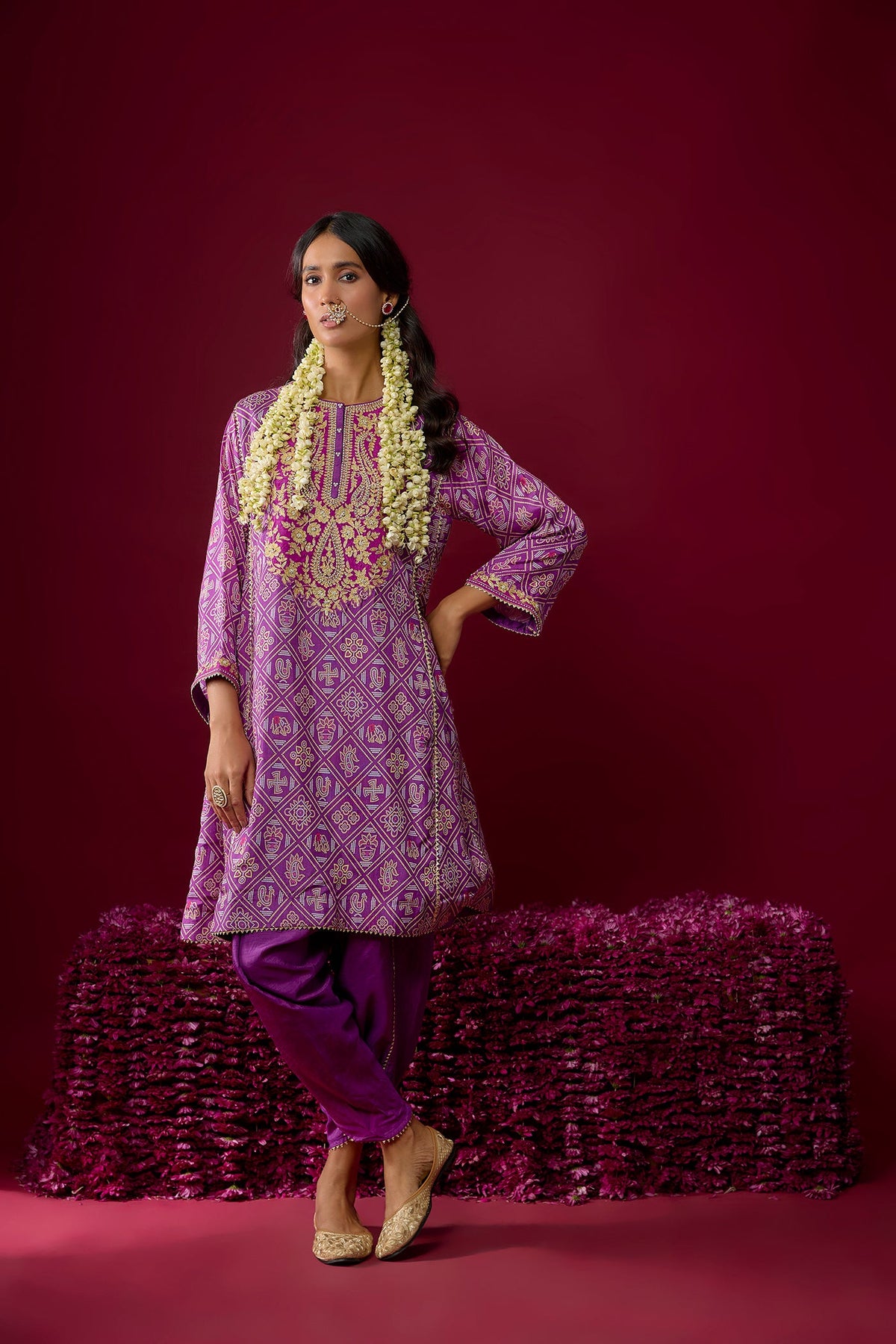 Nadia - Deep Purple Short Chauga With Salwar (RTS)