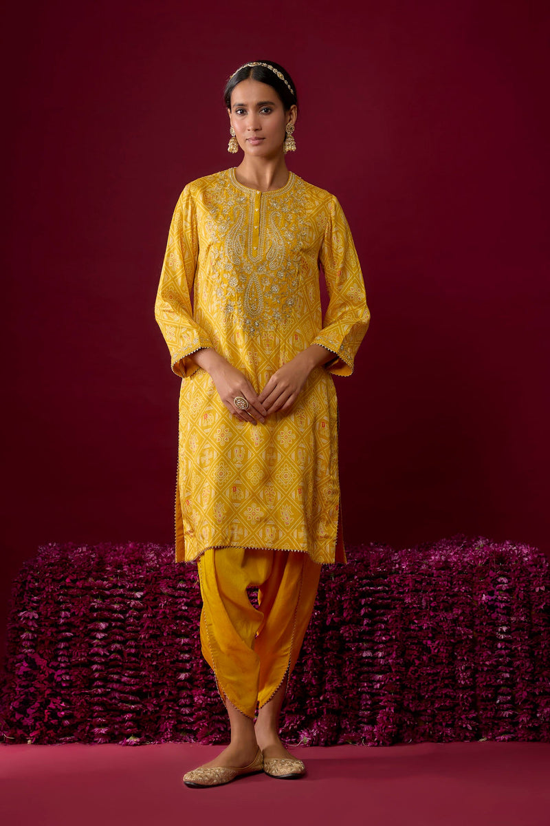 Nadia - Heirloom Mustard Short Kurta With Salwar
