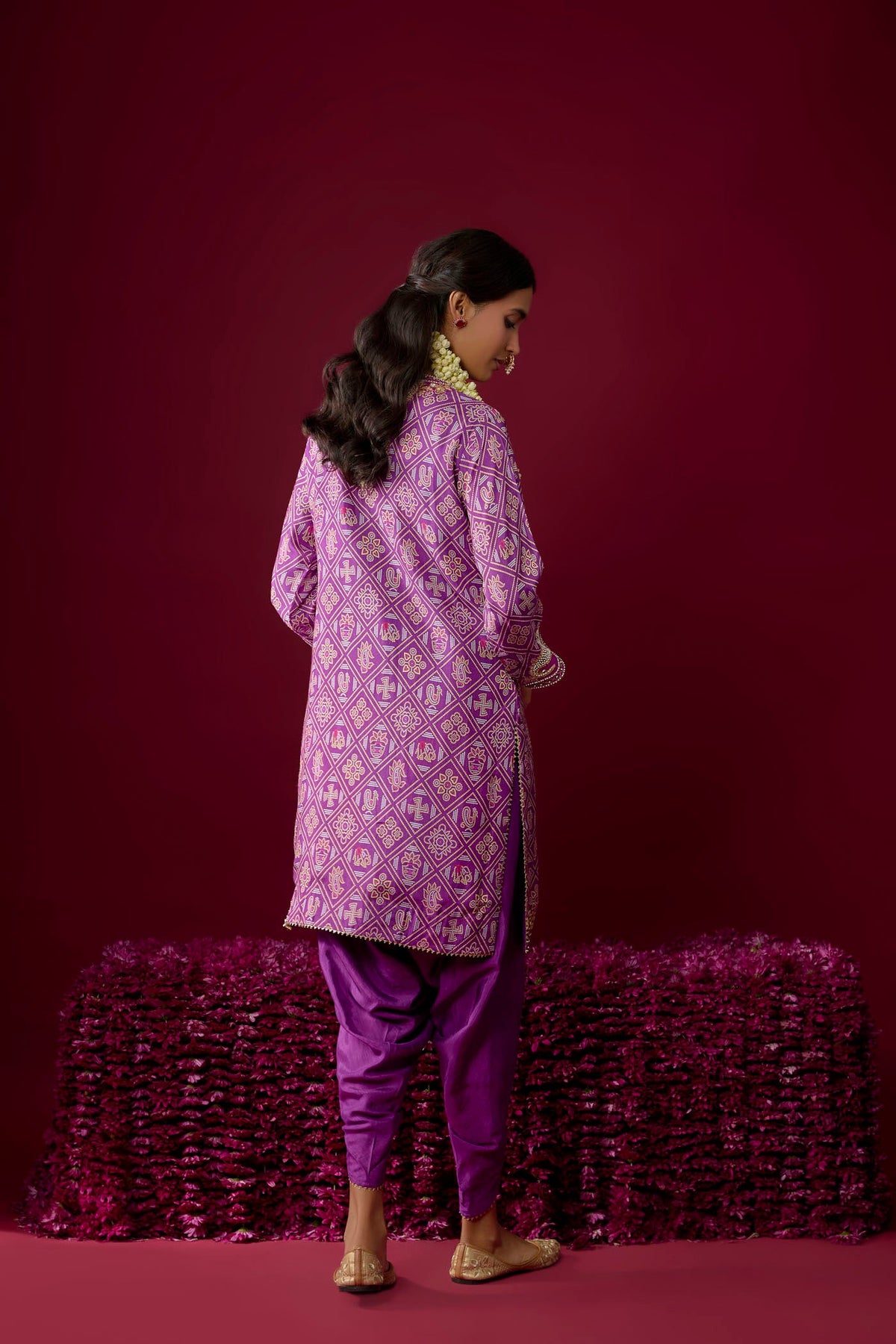 Rafiyah - Purple Short Kurta With Dhoti