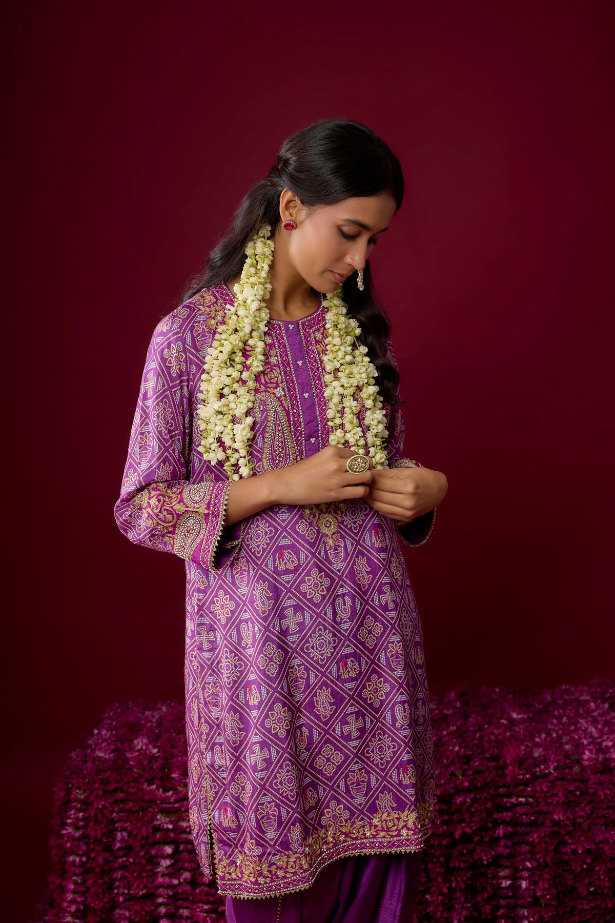 Rafiyah - Purple Short Kurta With Dhoti
