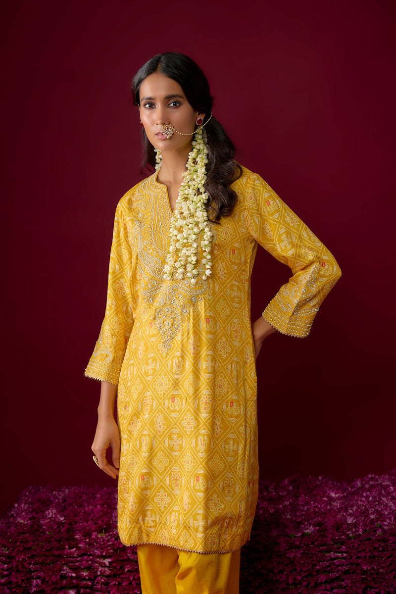 Rihana - Mustard Short Kurta With Salwar