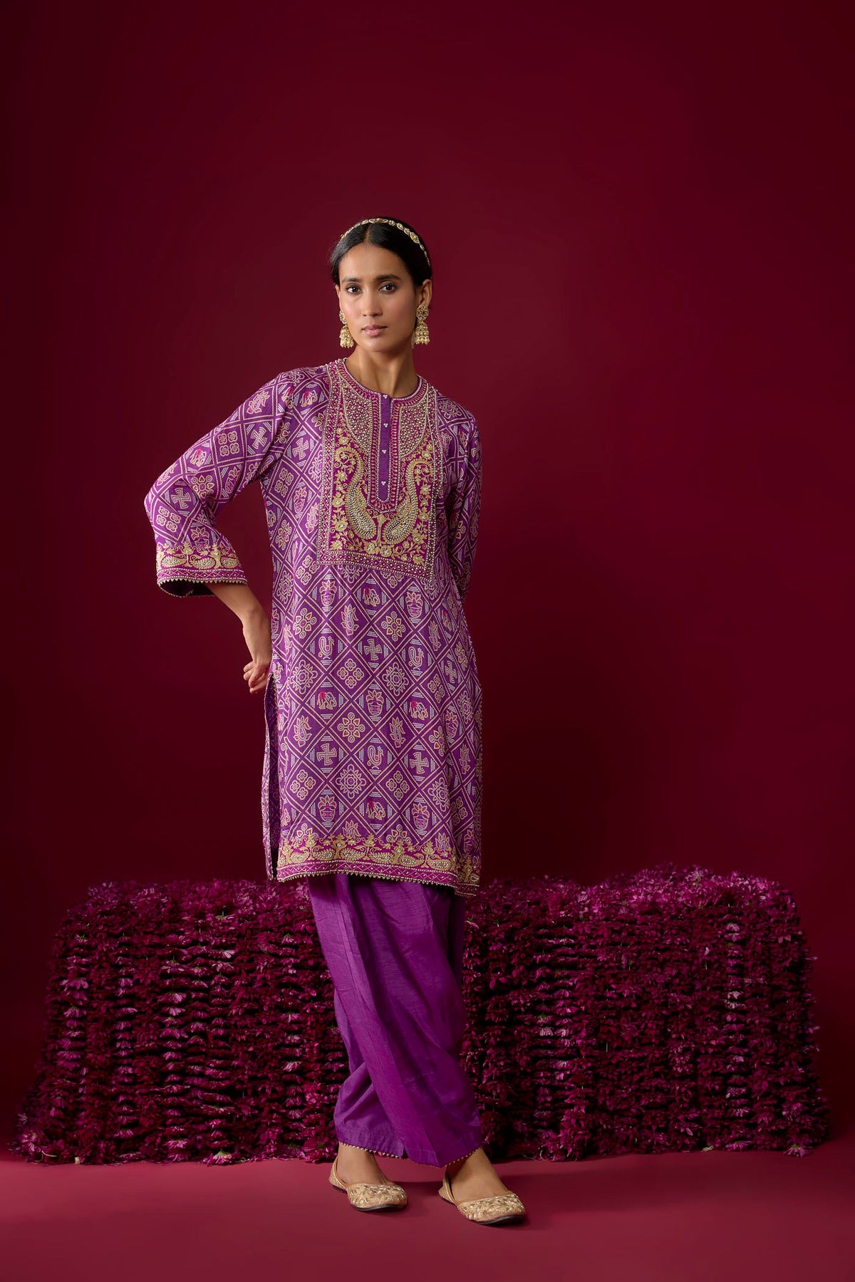Jiana - Purple Short Kurta With Salwar (RTS)