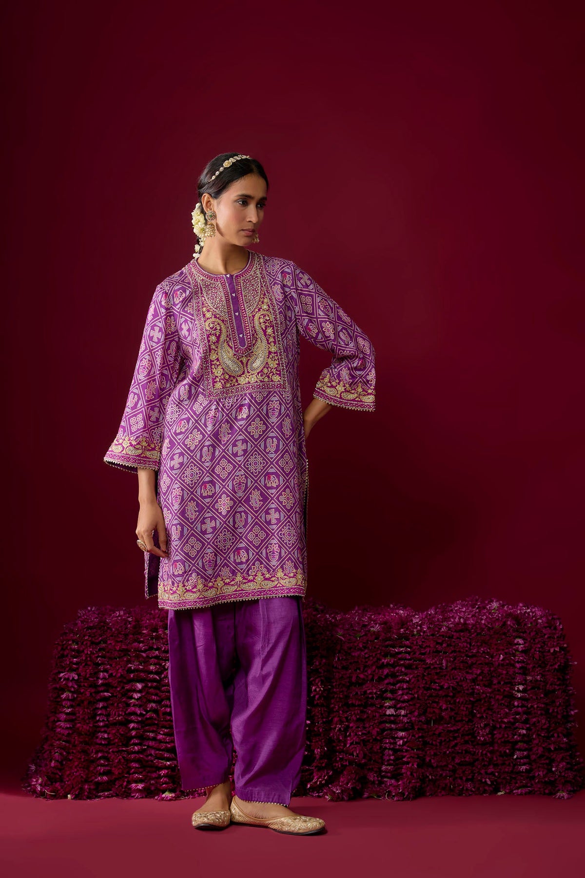 Jiana - Purple Short Kurta With Salwar (RTS)