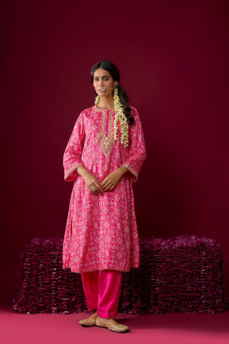 Sarah - Pink Long Kaaftan With Salwar (RTS)