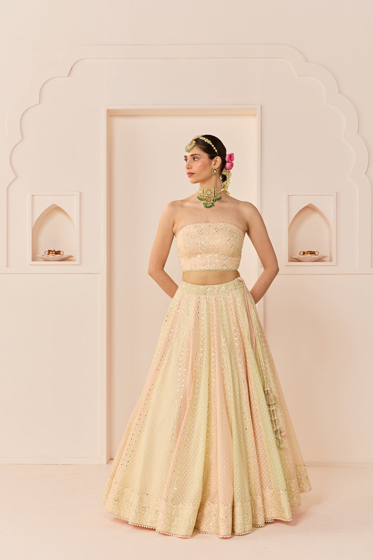Umaiza - Carnation Pink  Lehenga With Blouse And Dupatta