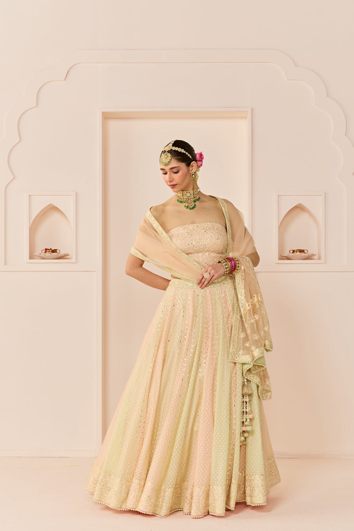 Umaiza - Carnation Pink  Lehenga With Blouse And Dupatta