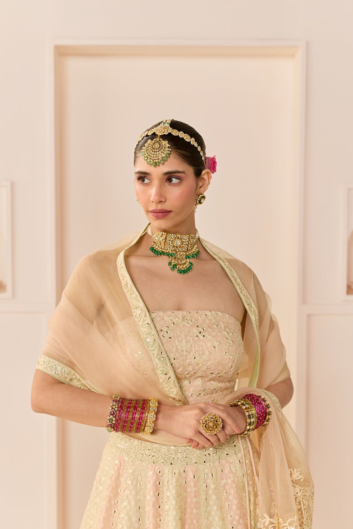 Umaiza - Carnation Pink  Lehenga With Blouse And Dupatta
