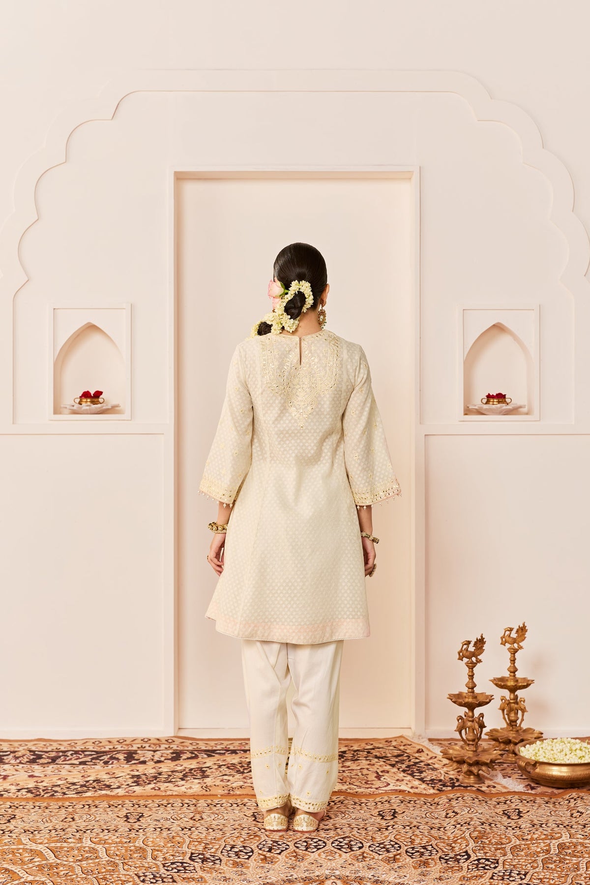 Nida - Daisy Ivory  Short Choga With Farshi Salwar (LXRTS)