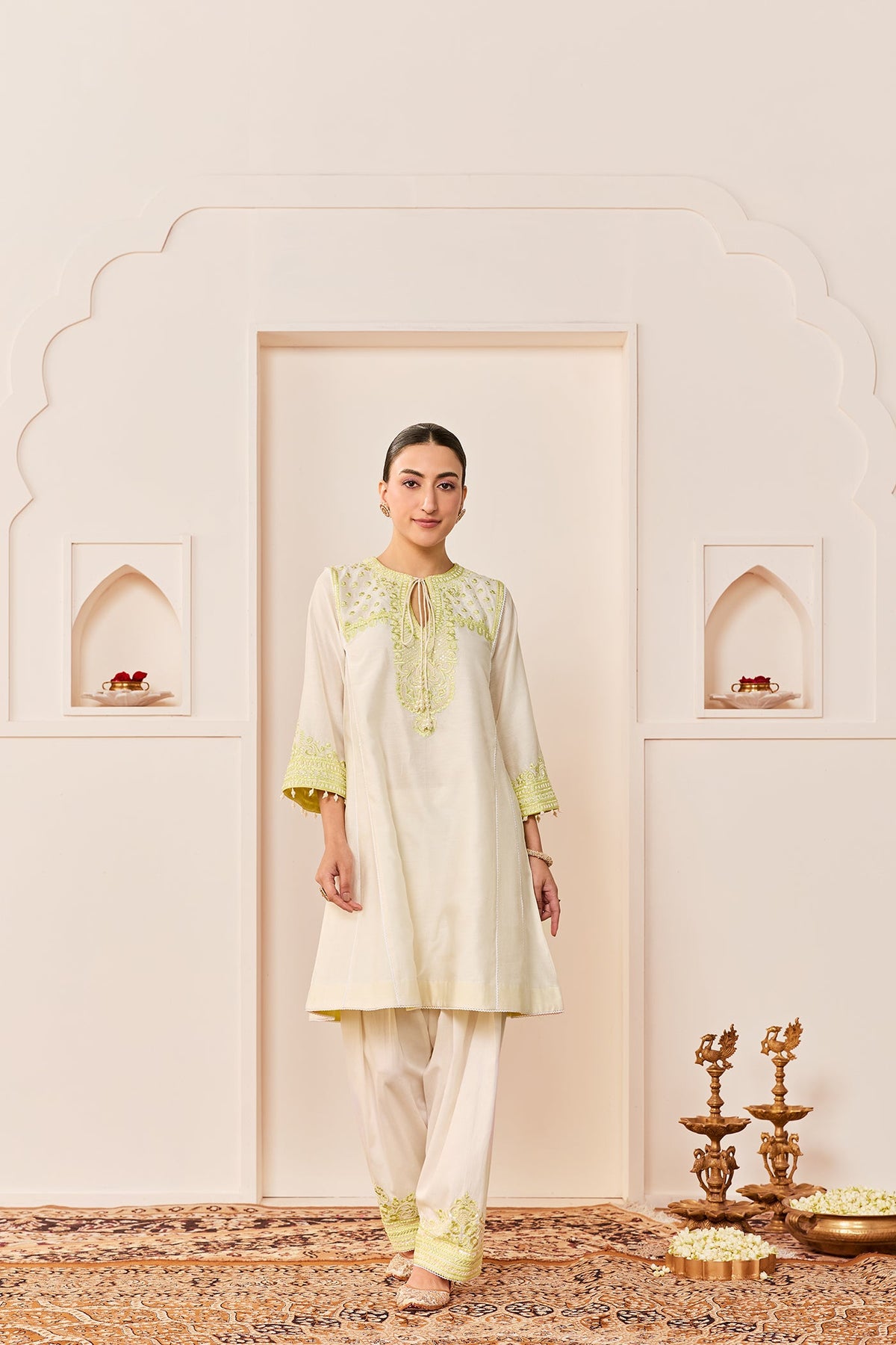 ARSHIYA - DAISY IVORY WITH MINT GREEN CHOGA WITH SALWAR
