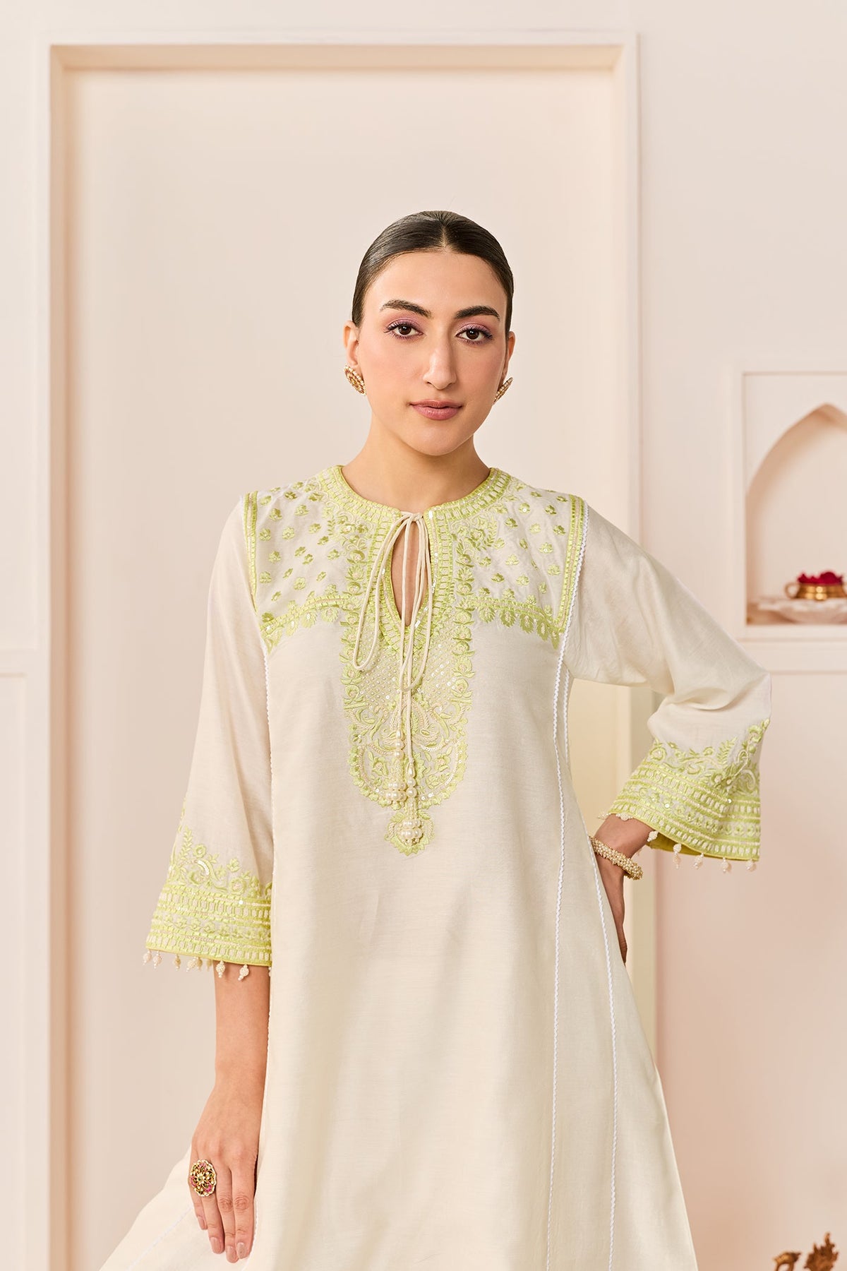ARSHIYA - DAISY IVORY WITH MINT GREEN CHOGA WITH SALWAR