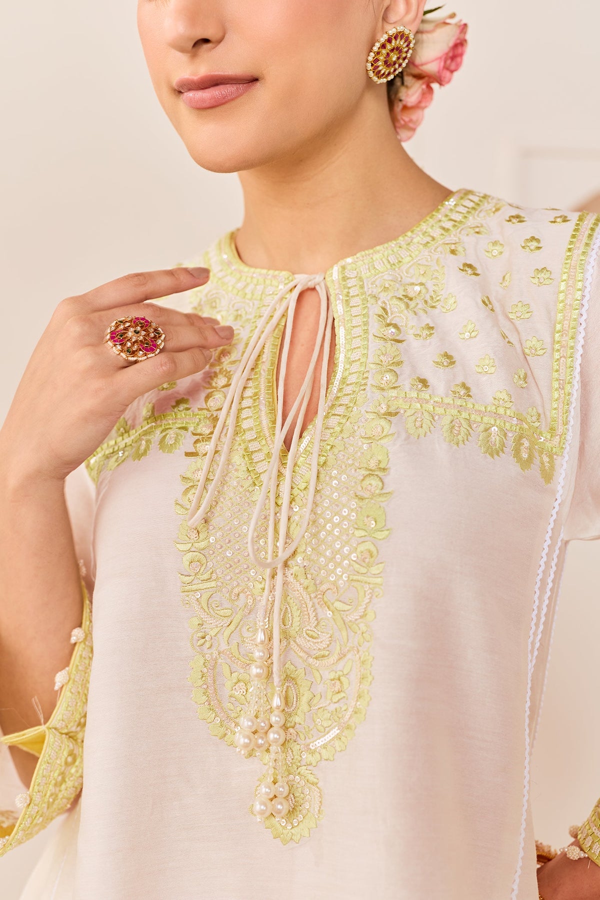 ARSHIYA - DAISY IVORY WITH MINT GREEN CHOGA WITH SALWAR