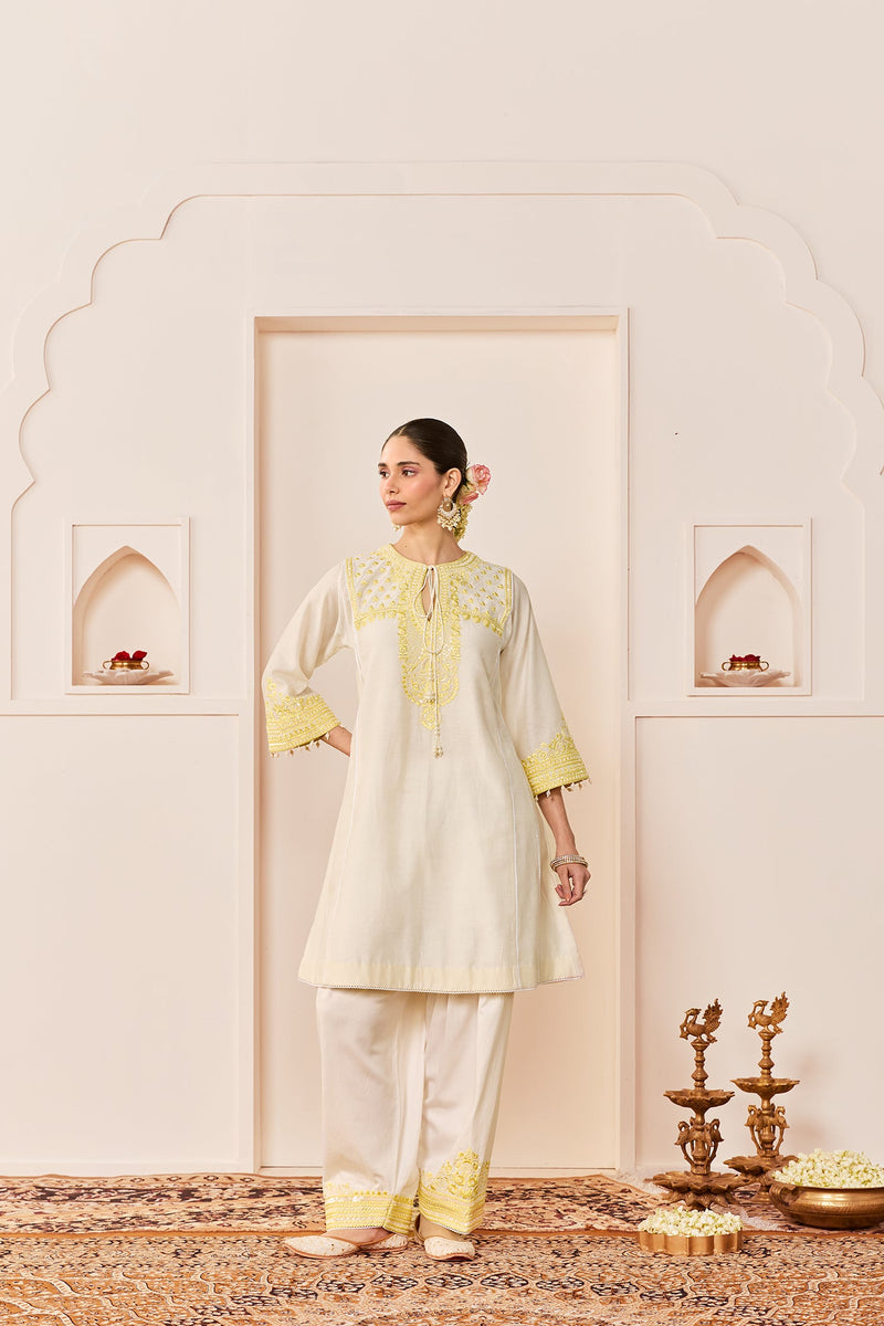 ARSHIYA - DAISY IVORY WITH LEMON YELLOW CHOGA WITH SALWAR (LXRTS)