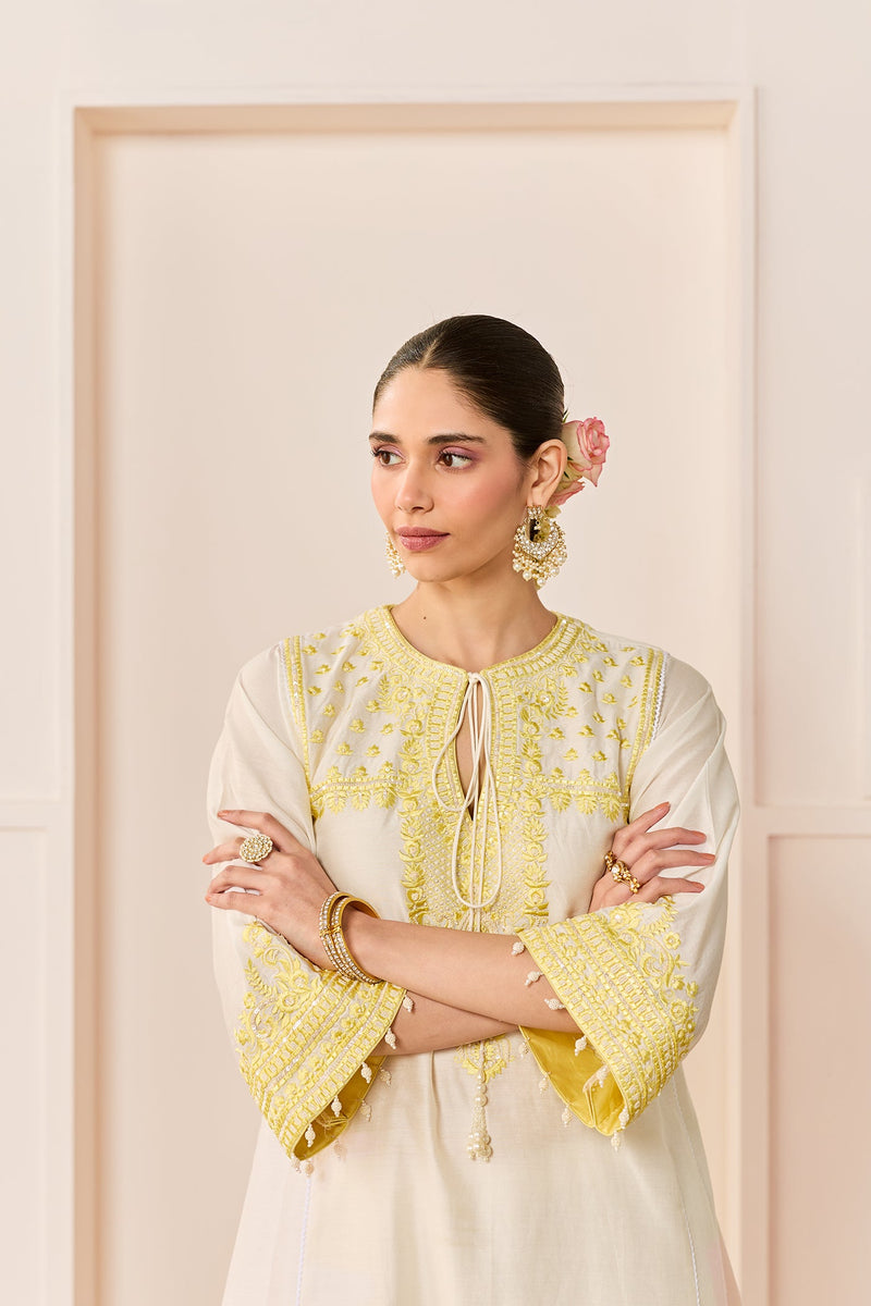 ARSHIYA - DAISY IVORY WITH LEMON YELLOW CHOGA WITH SALWAR