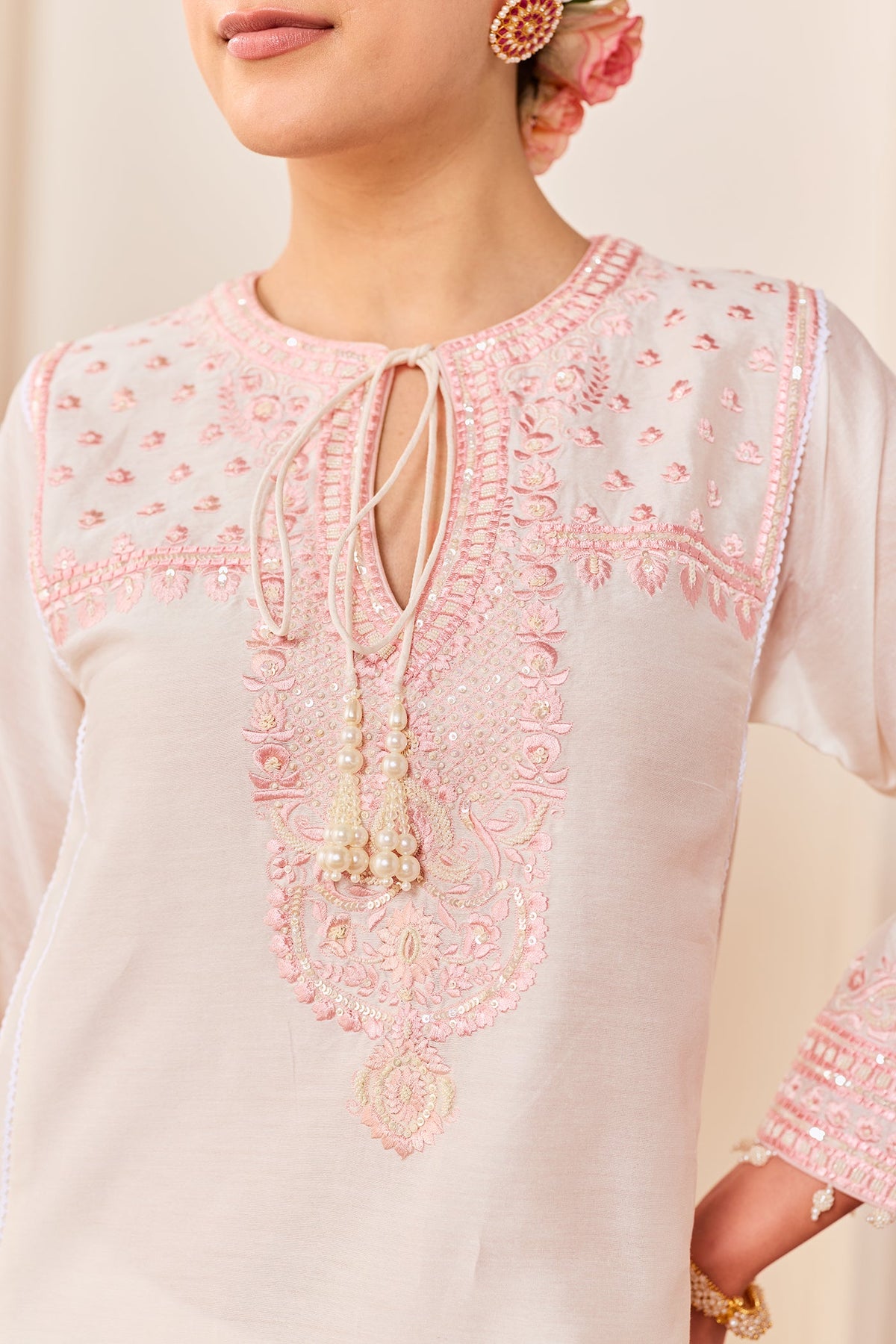 ARSHIYA - DAISY IVORY WITH PINK CHOGA WITH SALWAR