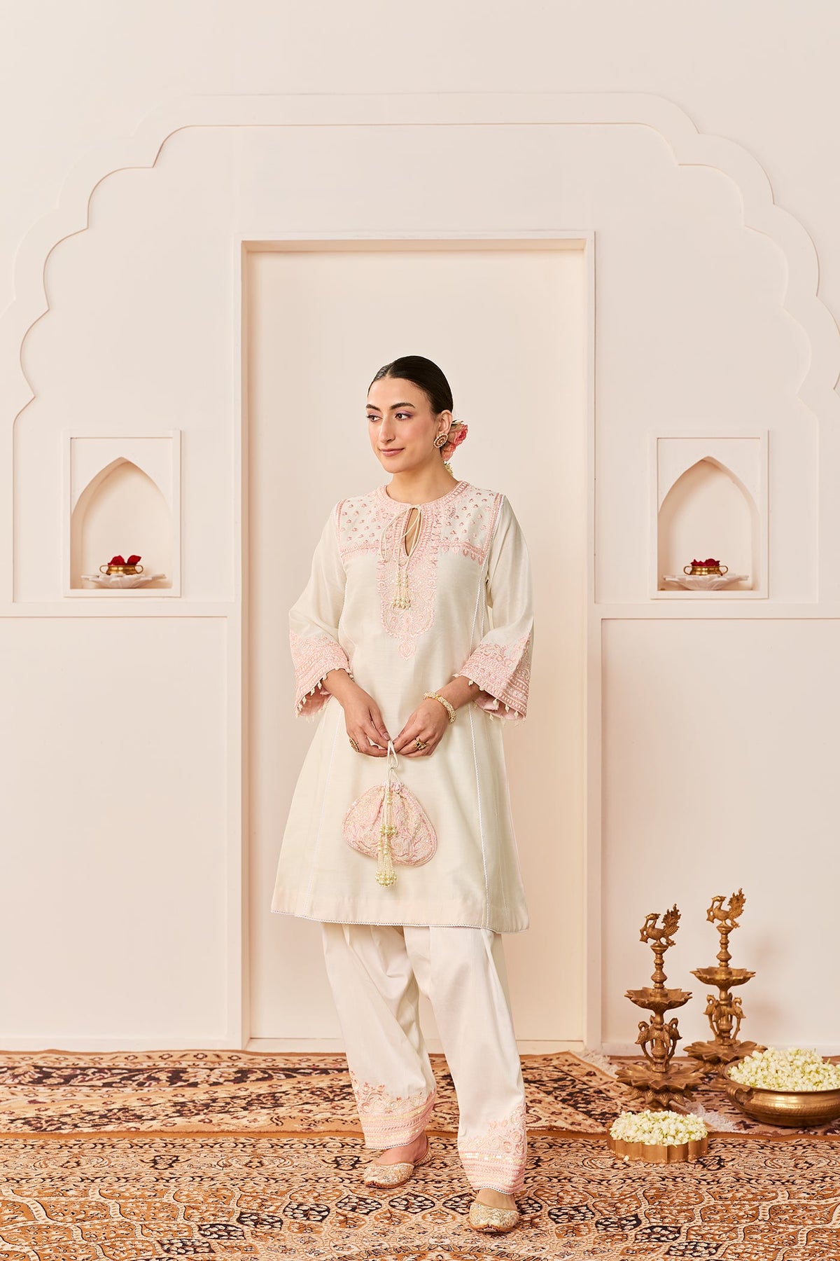ARSHIYA - DAISY IVORY WITH PINK CHOGA WITH SALWAR