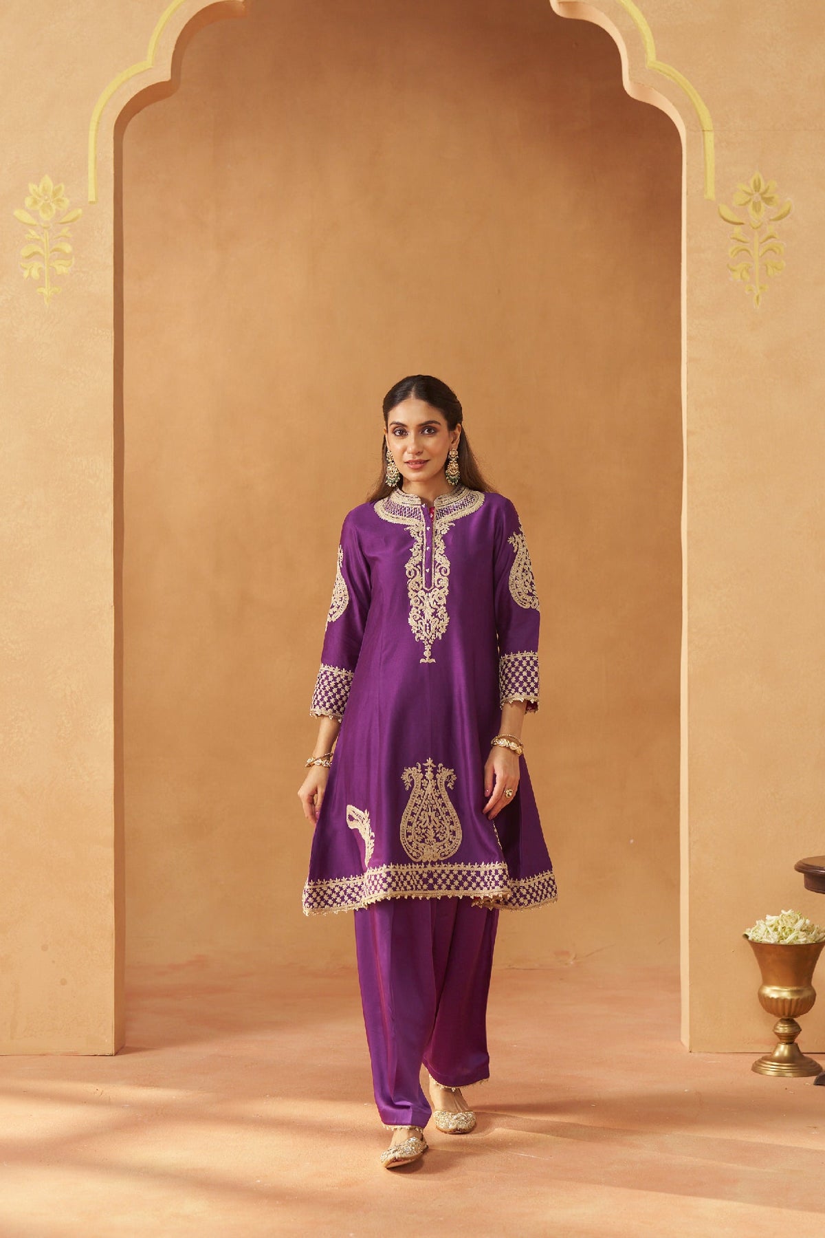 Rabhya-  Deep Purple Tilla Embroidered Kurta Set
