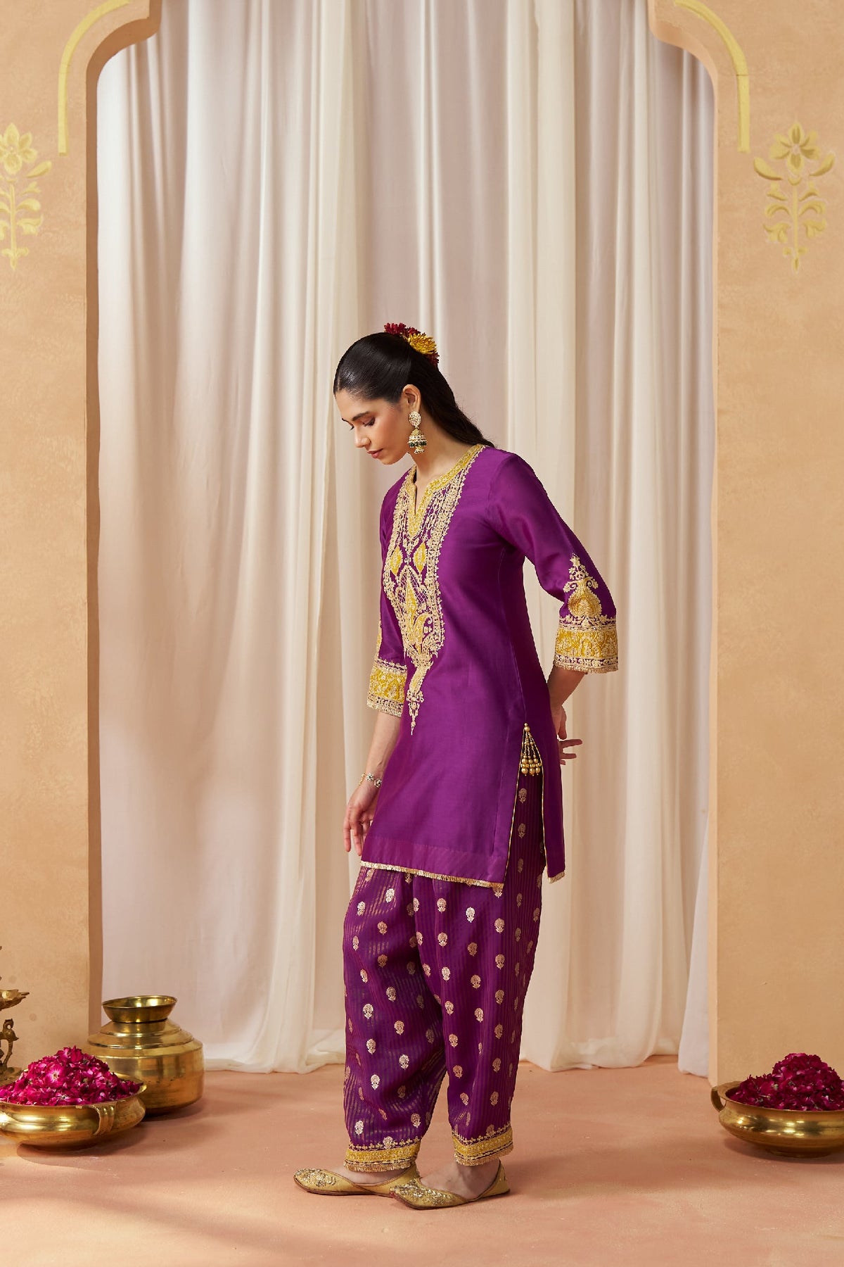 Suchana Bera In Adeela Deep Purple Kurta with Salwar