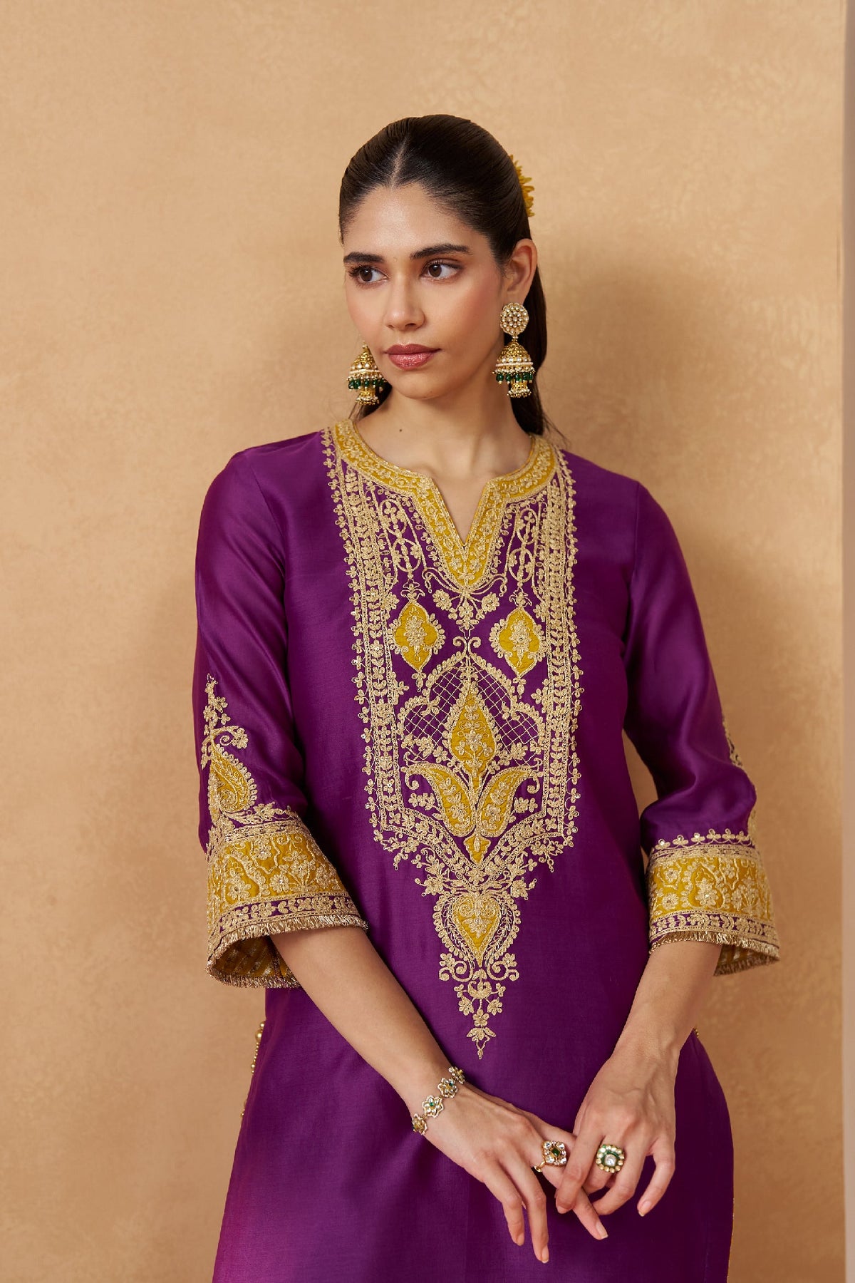 Suchana Bera In Adeela Deep Purple Kurta with Salwar