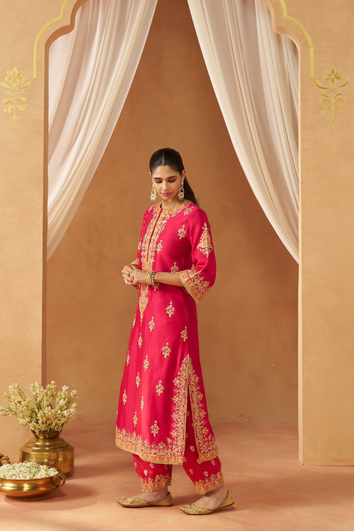 Mubina Hotpink Kurta with Salwar and Dupatta