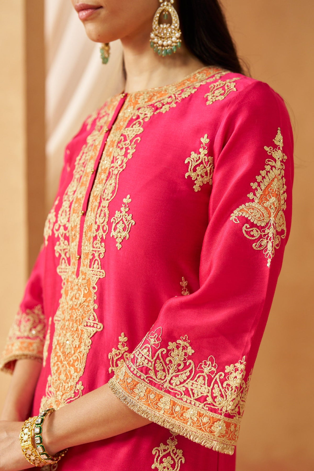 Mubina Hotpink Kurta with Salwar and Dupatta