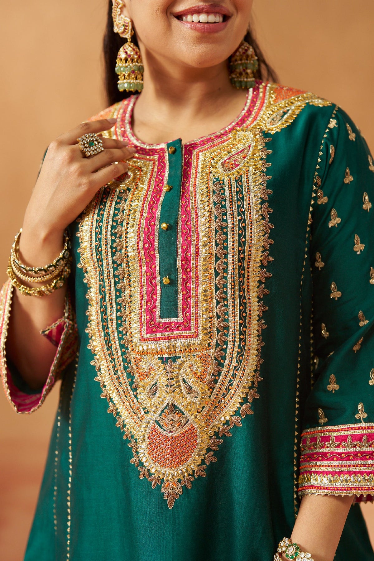 Riva emerald green chauga with salwar