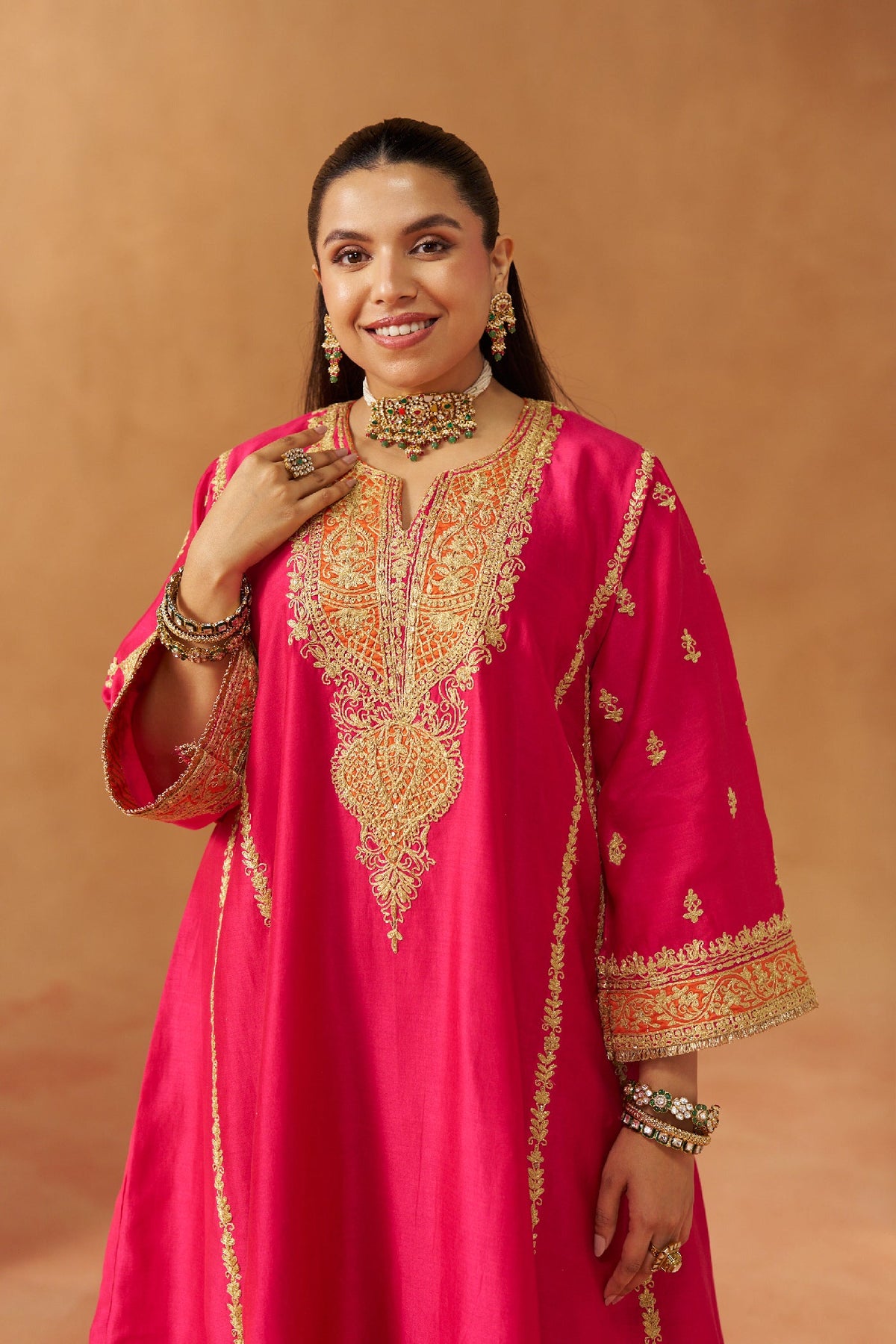 Maahgul Hotpink Kalidaar  Chauga with Salwar