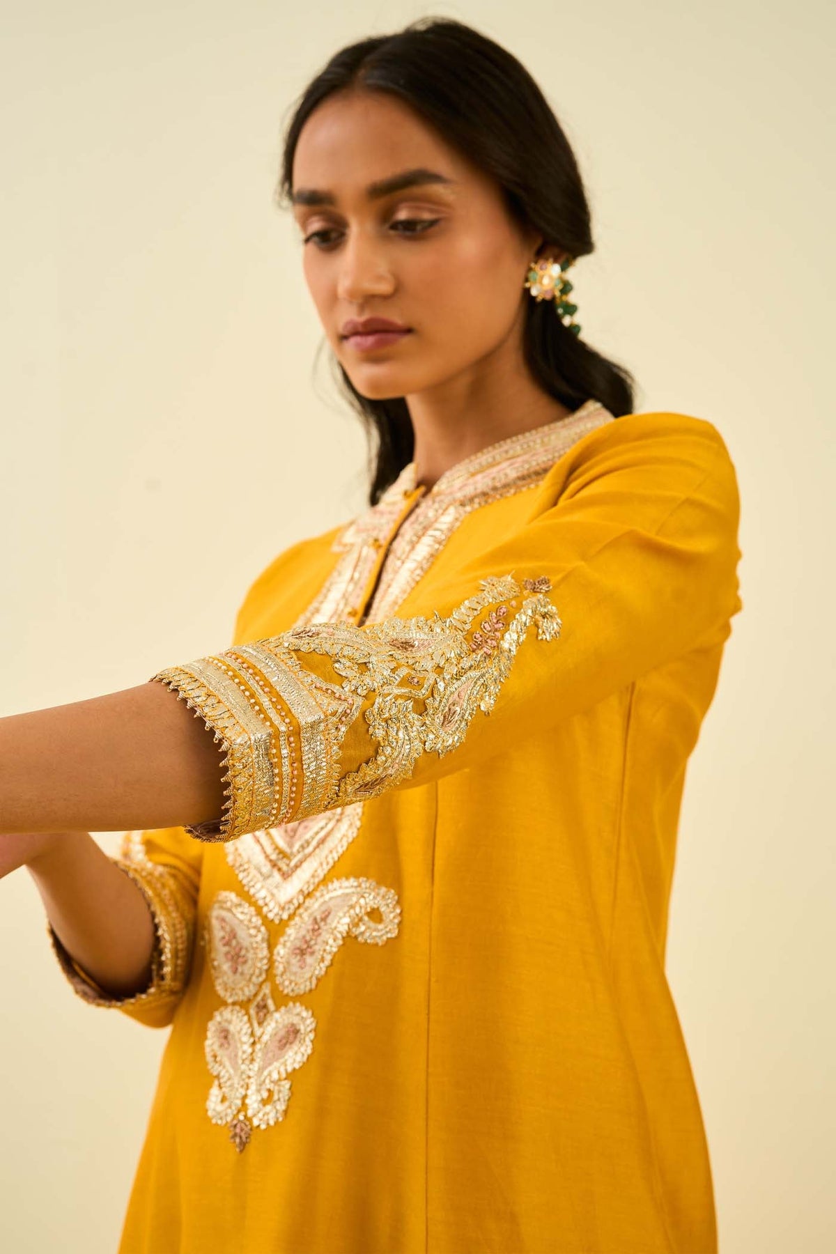Sadirah- Glaze Mustard  Princess Cut Kurta with Salwar and Dupatta