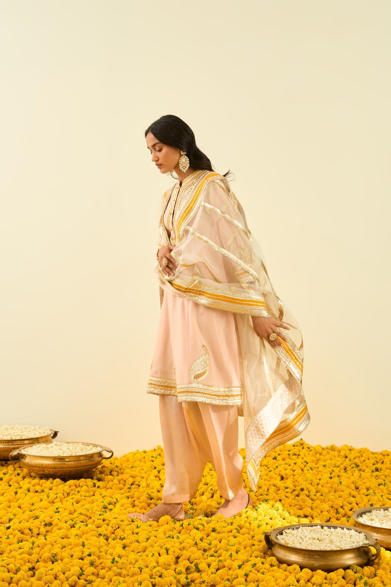 Sadiyah- Rose pink Princess Cut Kurta with Salwar and Dupatta