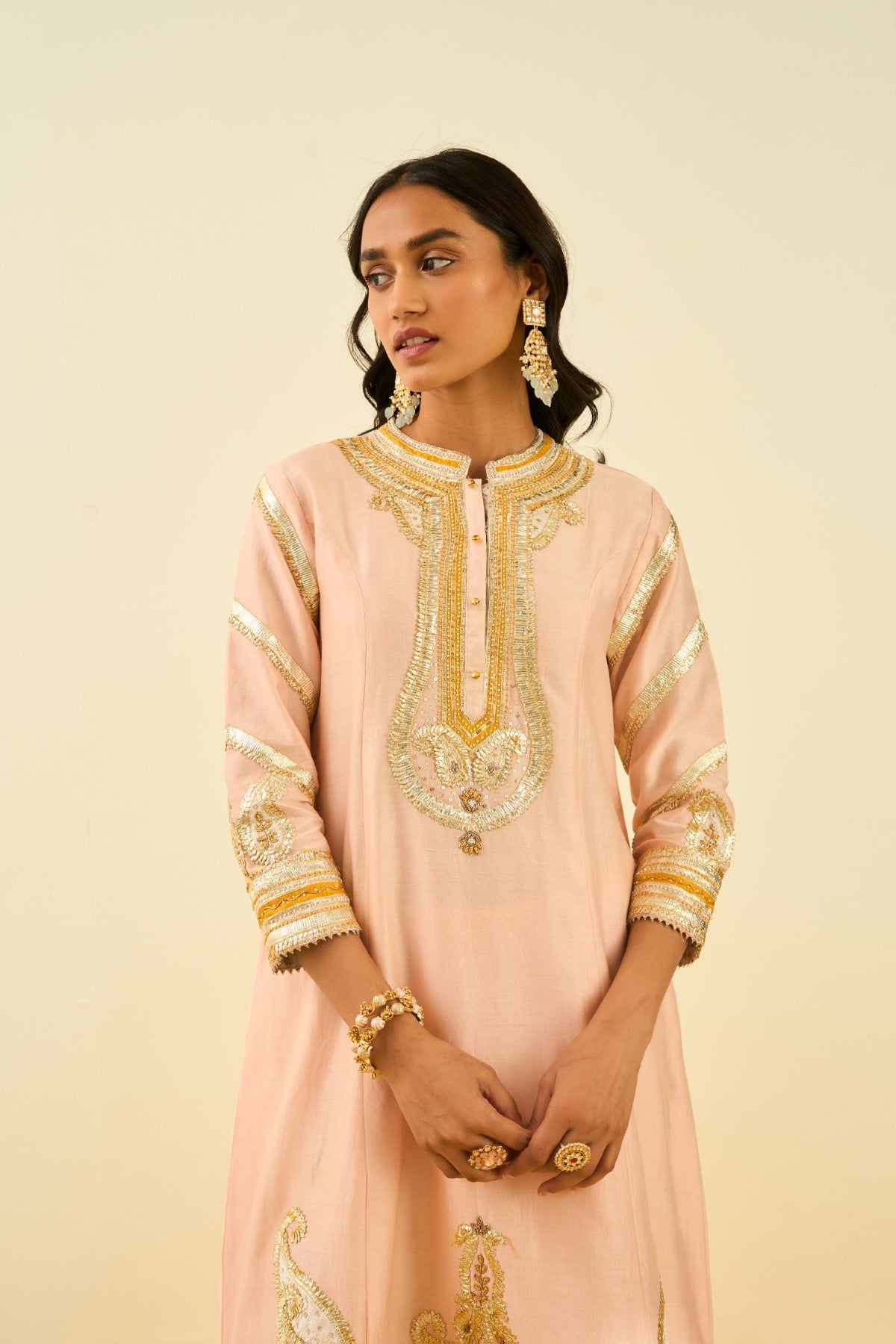 Sadiyah- Rose pink Princess Cut Kurta with Salwar and Dupatta