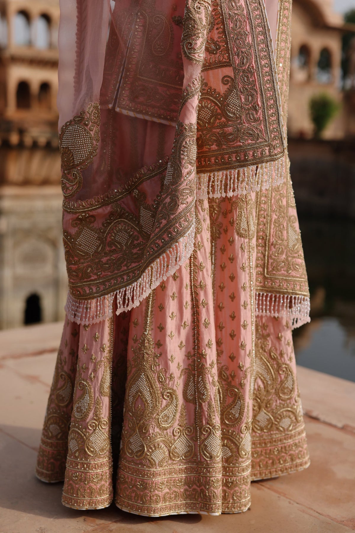 Evneet In Tasnim - Pink Kurta Set with Sharara & Dupatta