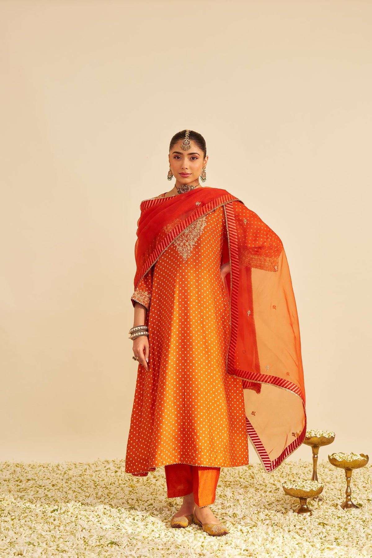 ZALIYAH - Orange LONG CHAUGA WITH SALWAR