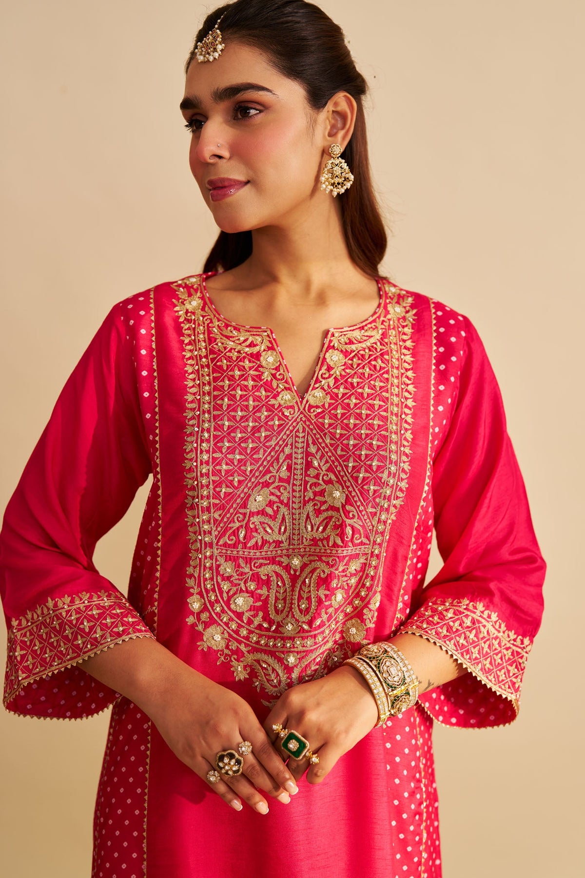 ESRA - Rani Hotpink LONG CHAUGA WITH SALWAR