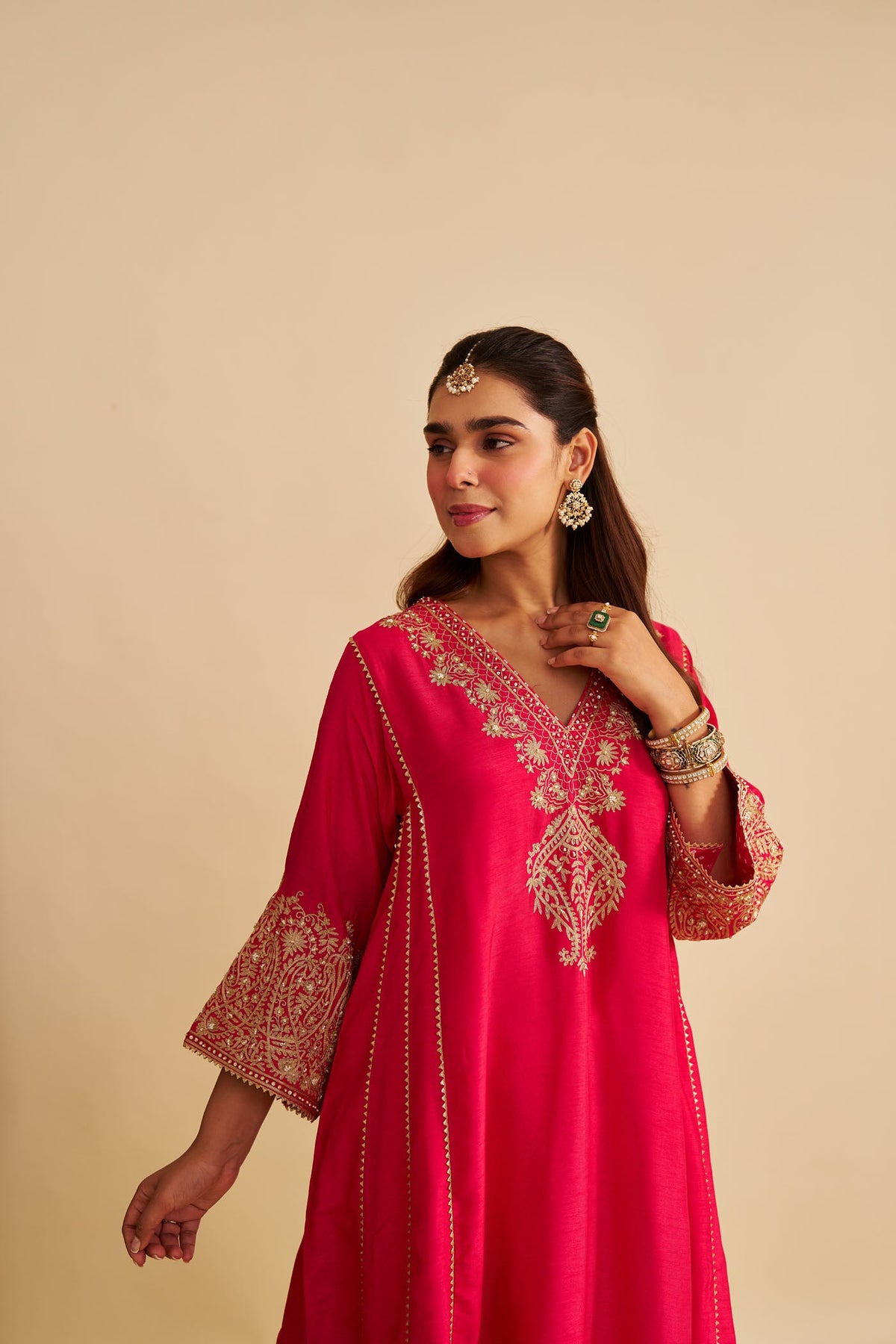 NIYAH - Rani Hotpink SHORT CHAUGA WITH SALWAR