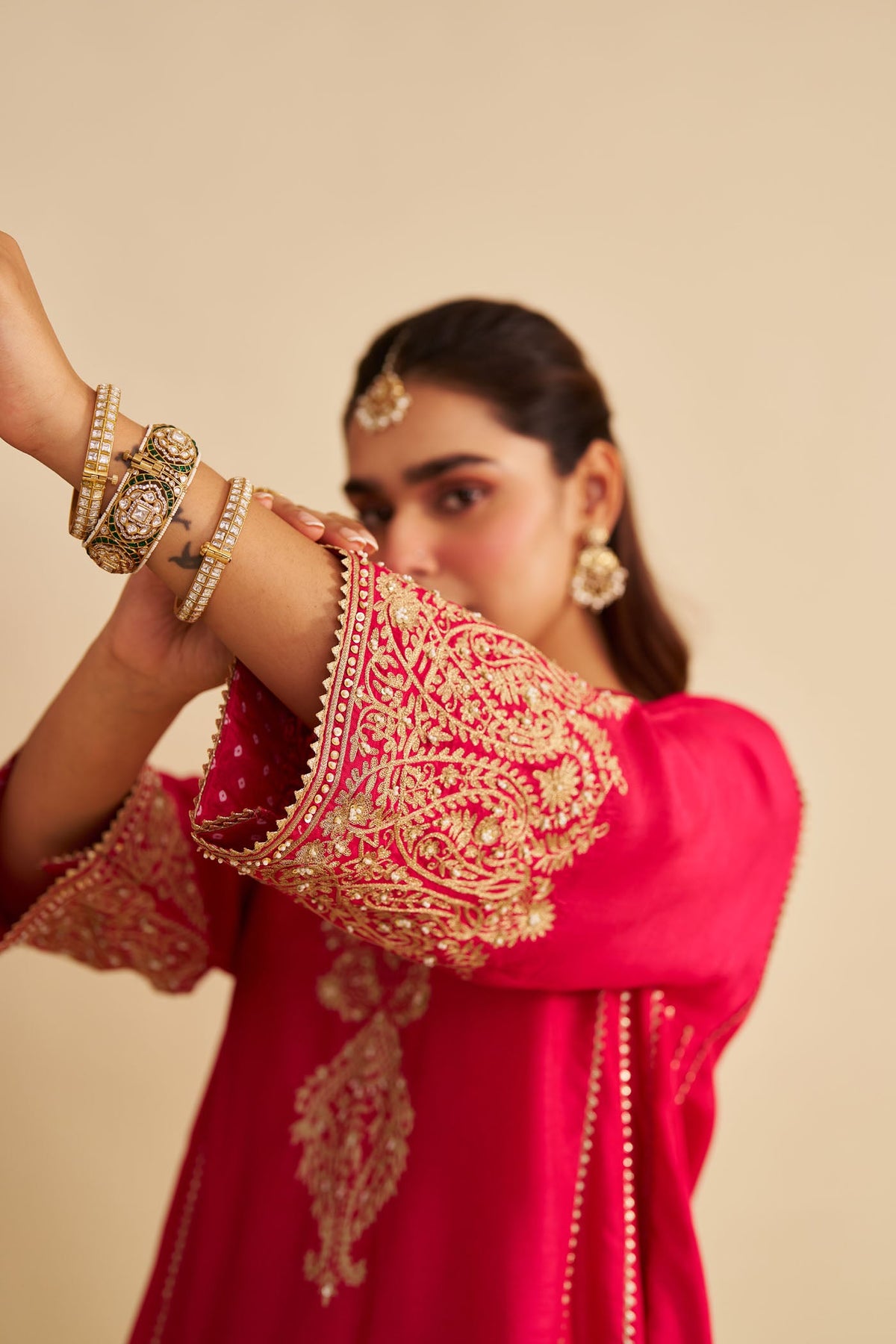 NIYAH - Rani Hotpink SHORT CHAUGA WITH SALWAR
