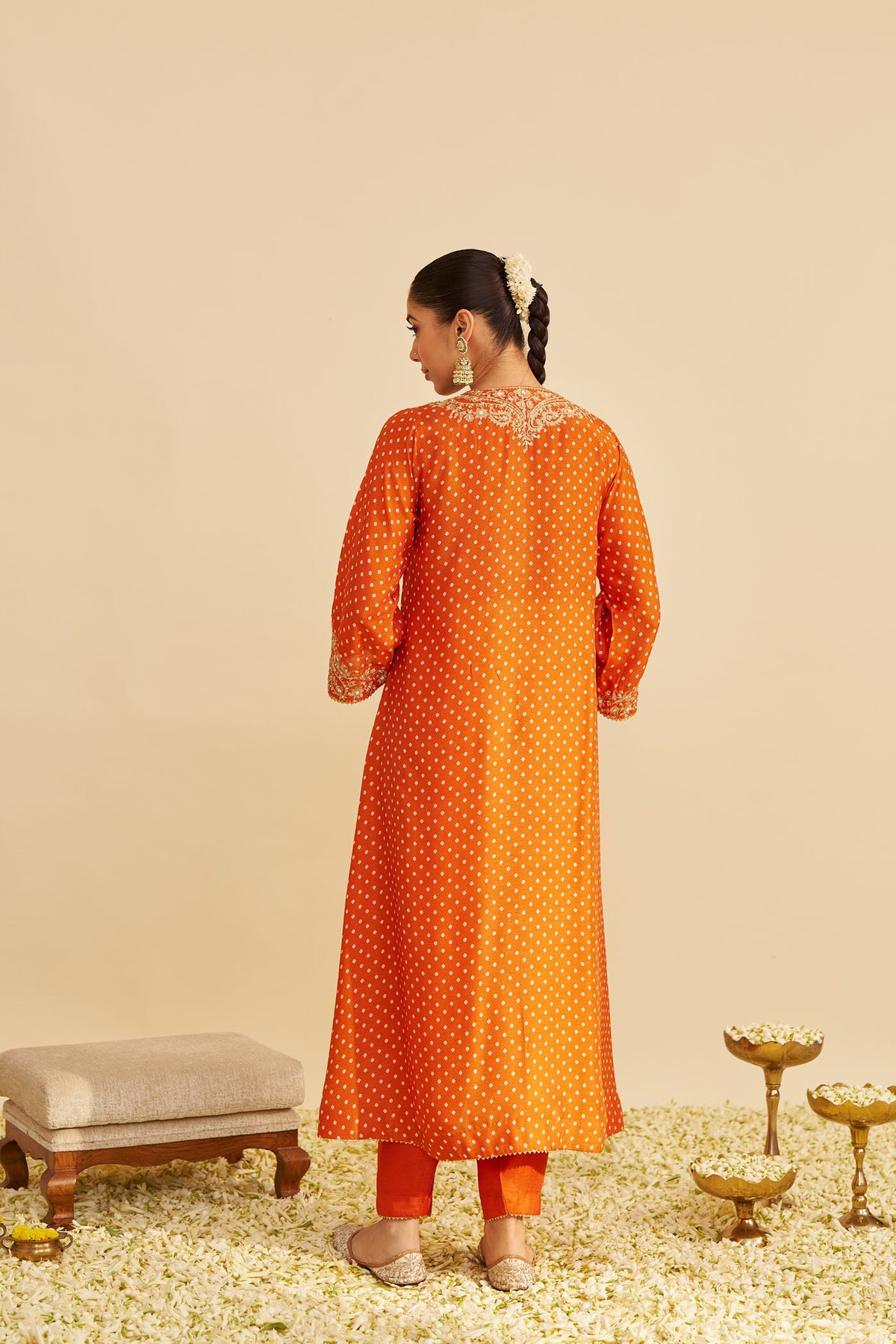 SHEZIA - Orange LONG CHAUGA WITH SALWAR