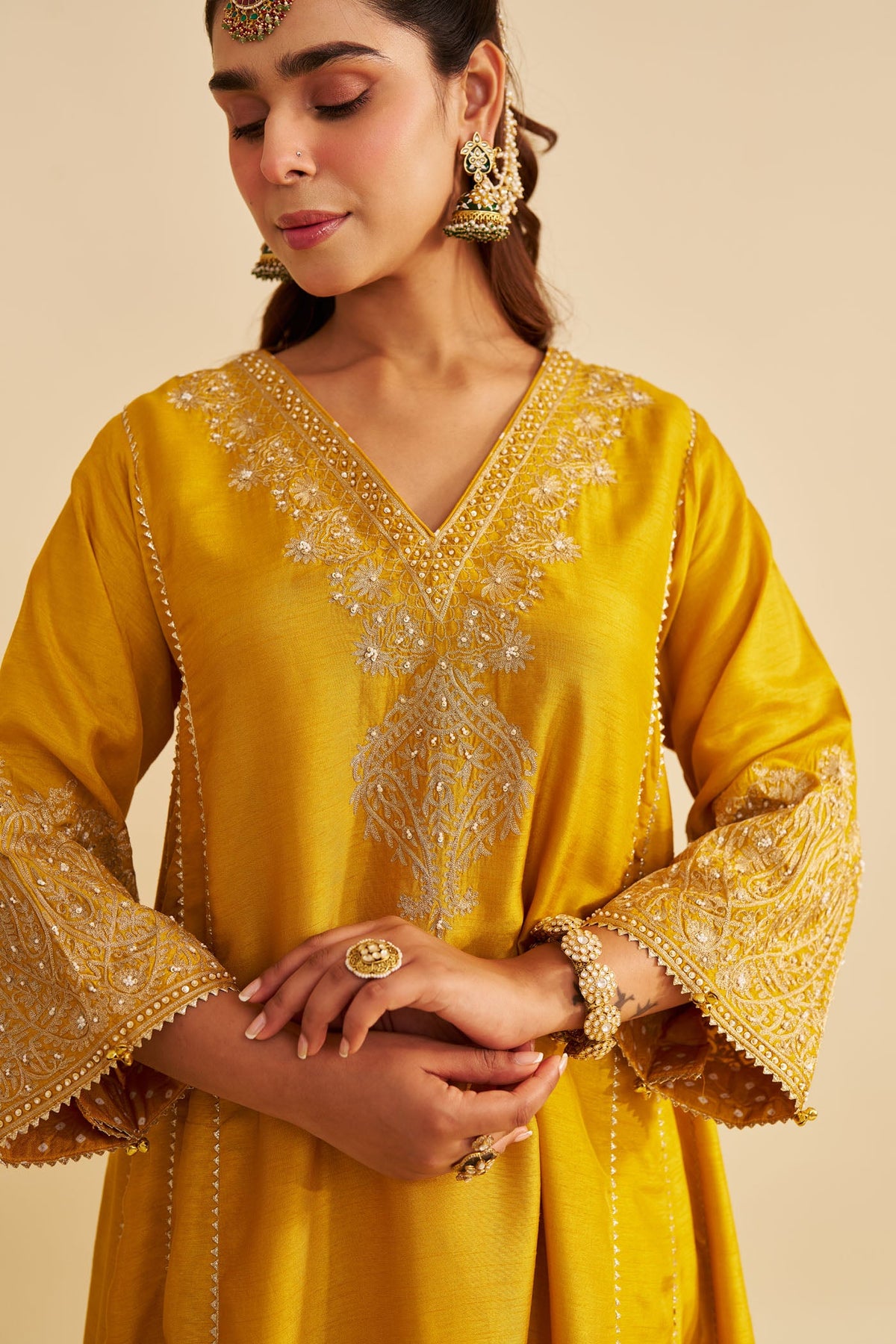 NIYAH - Heirloom Mustard SHORT CHAUGA WITH SALWAR
