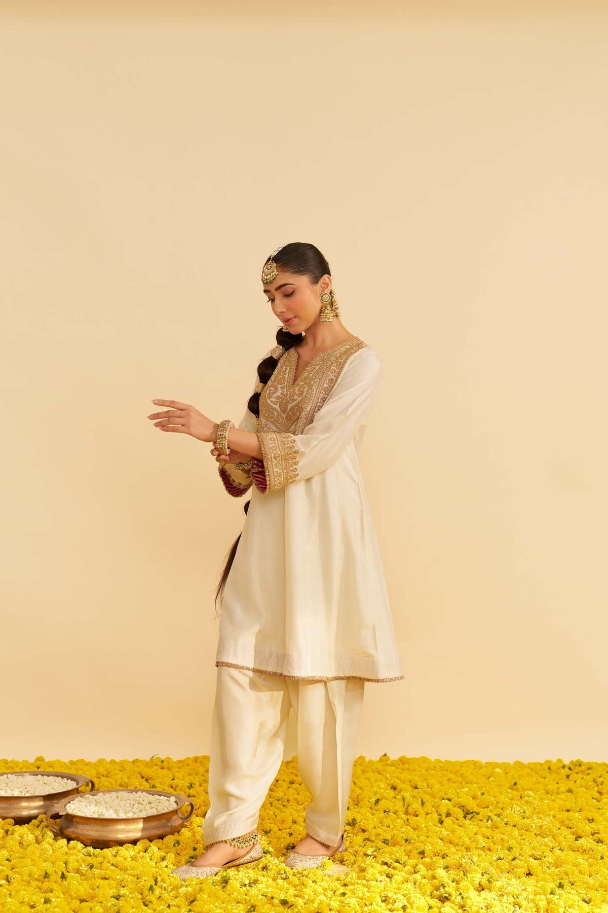 MEHZA - DAISY IVORY SHORT CHAUGA WITH SALWAR