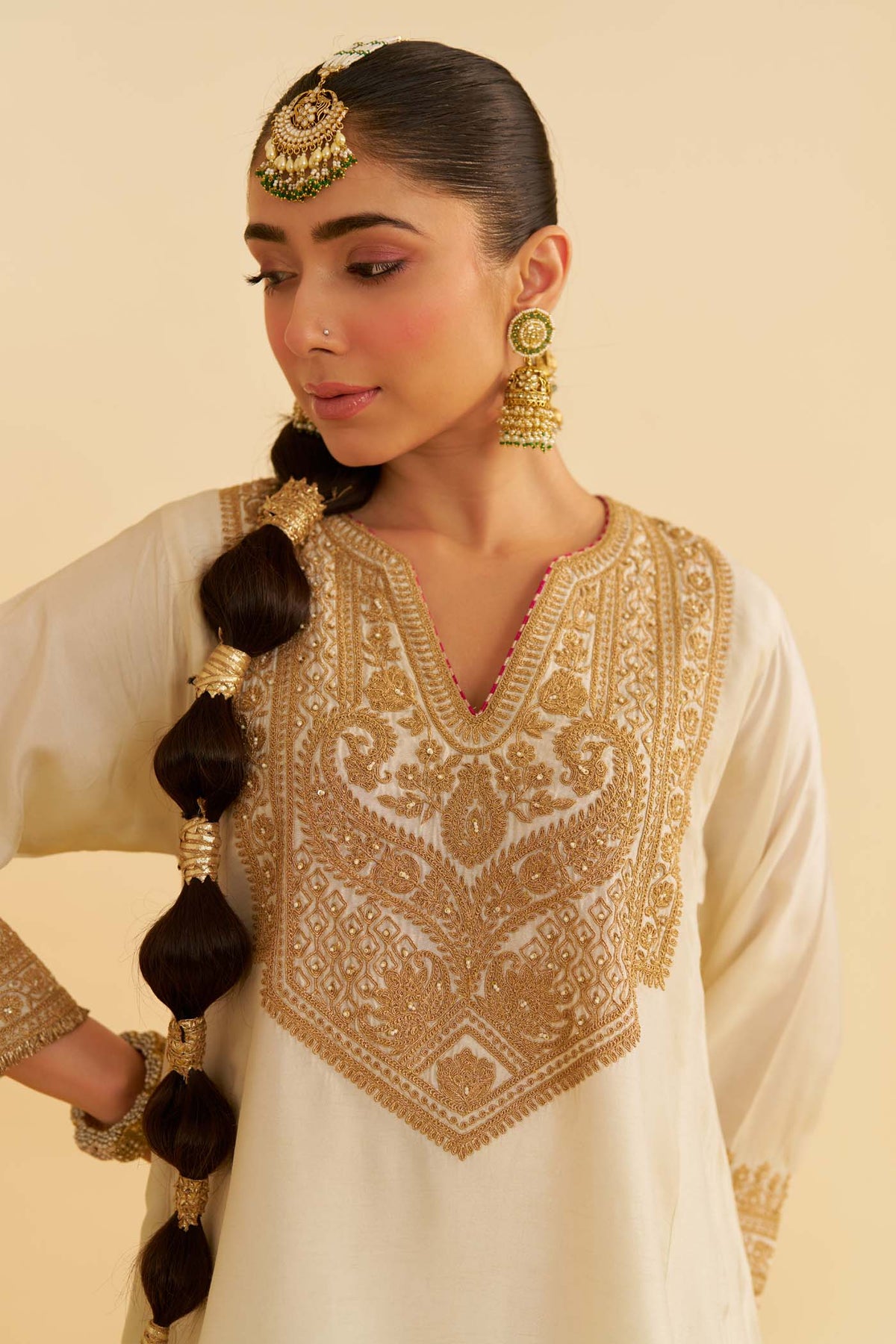 MEHZA - DAISY IVORY SHORT CHAUGA WITH SALWAR