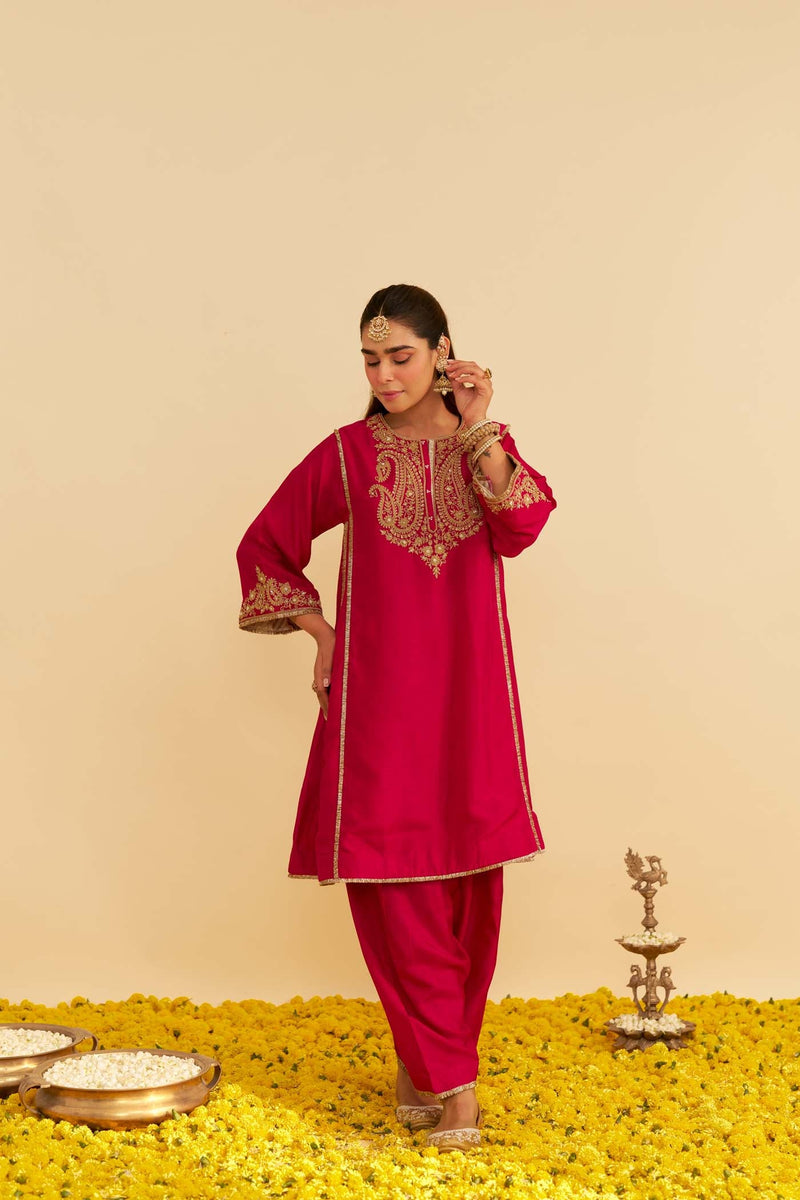 AYRA - Rani Hotpink SHORT CHAUGA WITH SALWAR