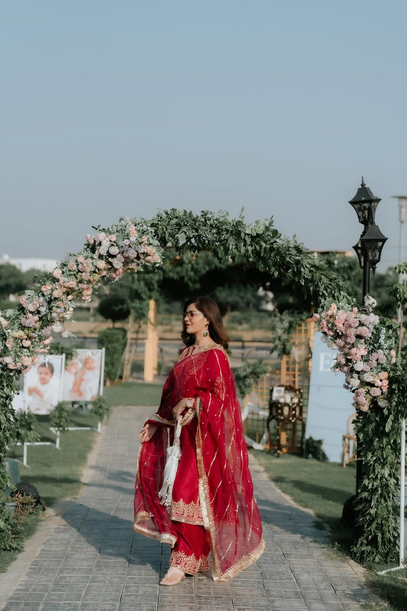 Rubina Dilaik In MAHIKA - Rani Hotpink LONG KURTA WITH PALAZZO AND DUPATTA