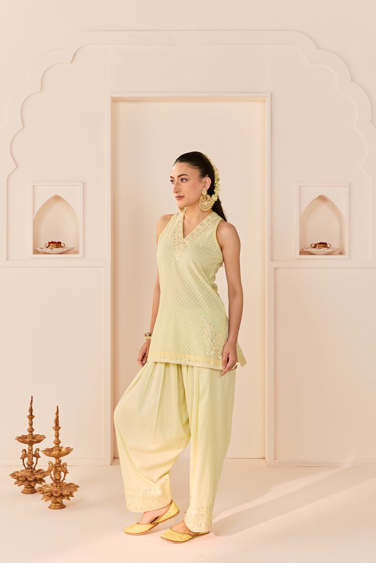 Miral - Mint Green Short Kurta With Farsi Salwar