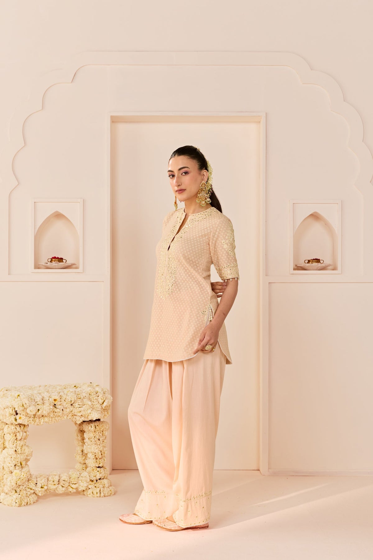 Anaisha - Carnation Pink Short Kurta With Farshi Salwar (LXRTS)