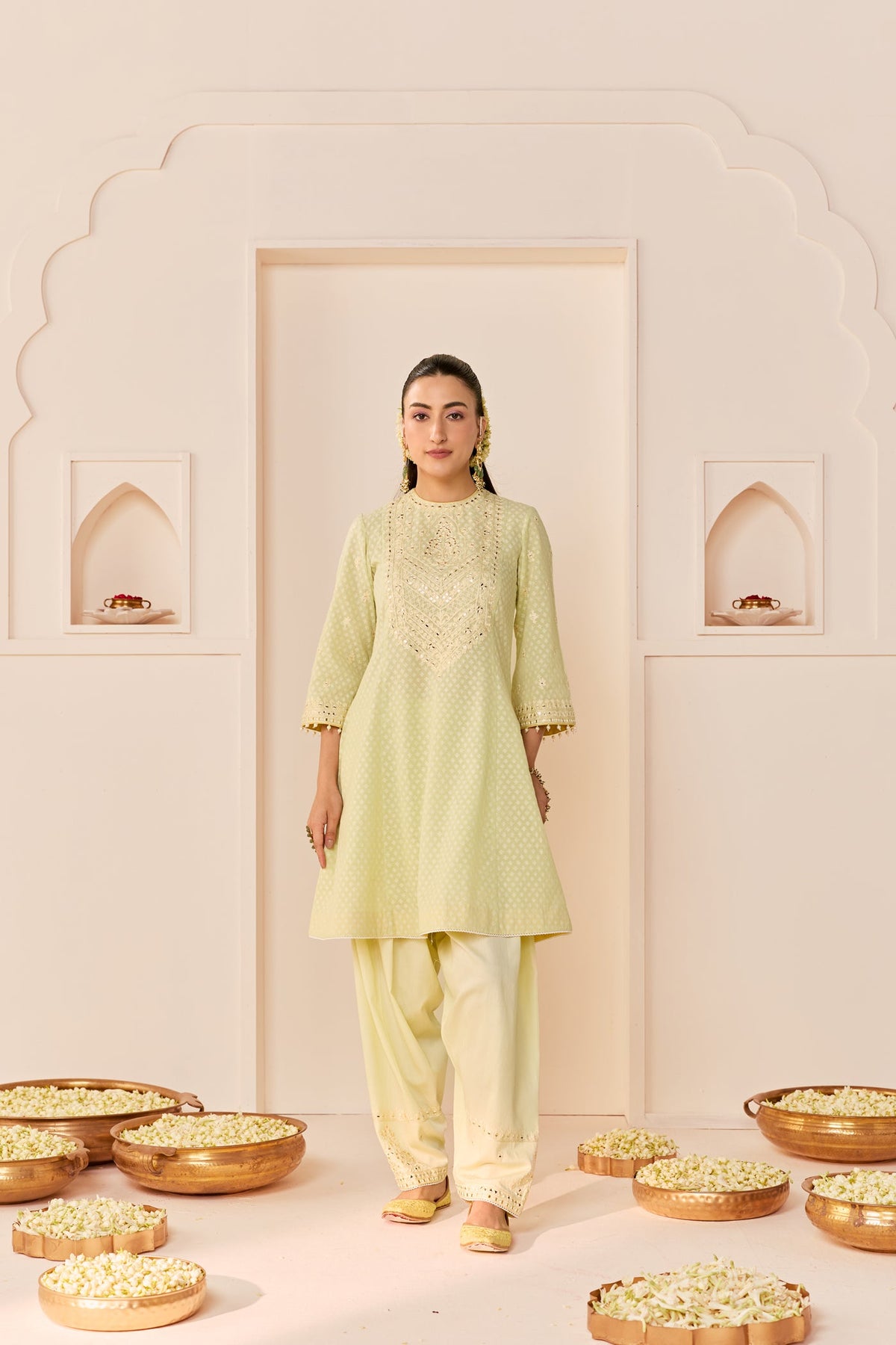 Aishani Maini In Nida - Mint Green Short Choga With Farshi Salwar