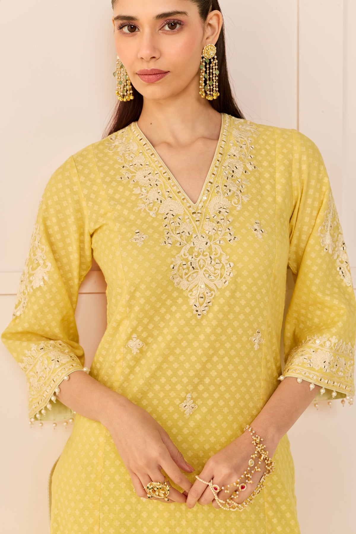 RUHANI - LEMON YELLOW Long kurta with Skirt and Dupatta (LXRTS)