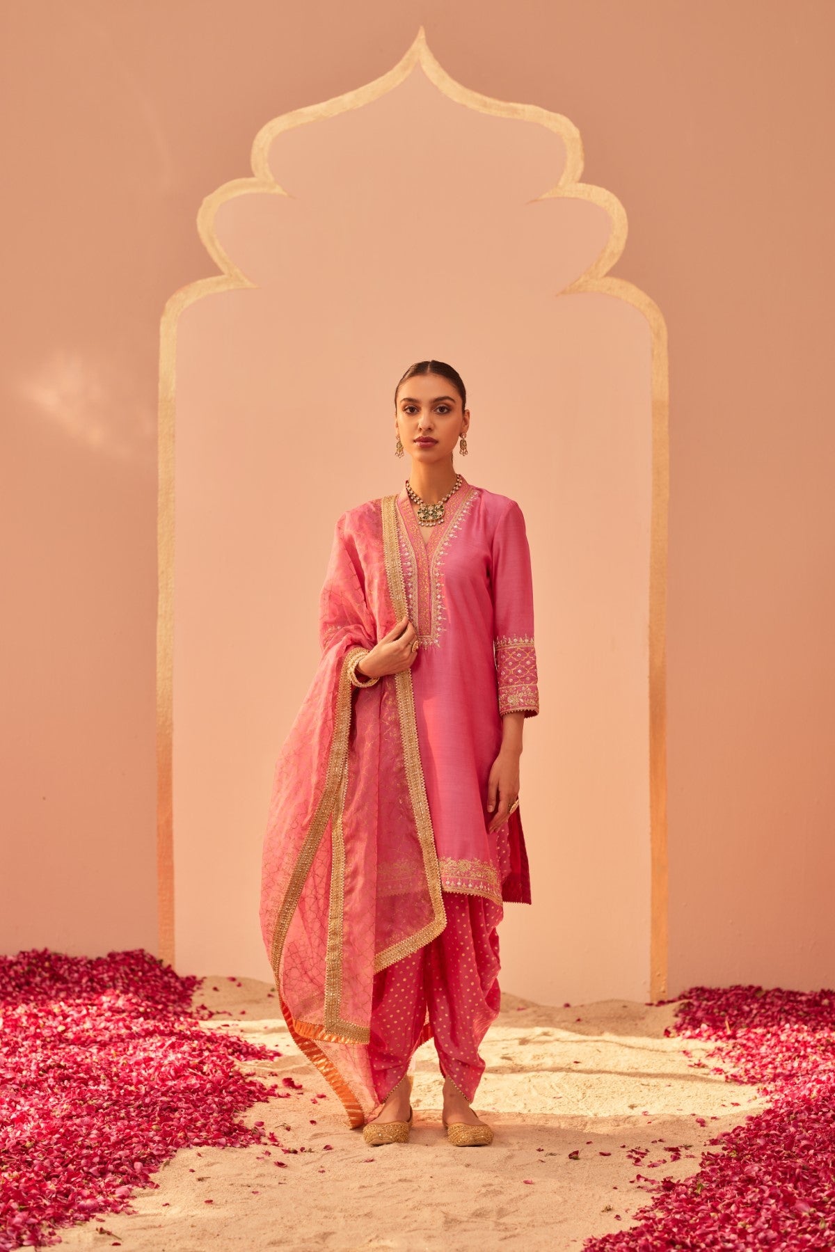 Faheeda - Flamingo Pink Kurta Set (LXRTS)