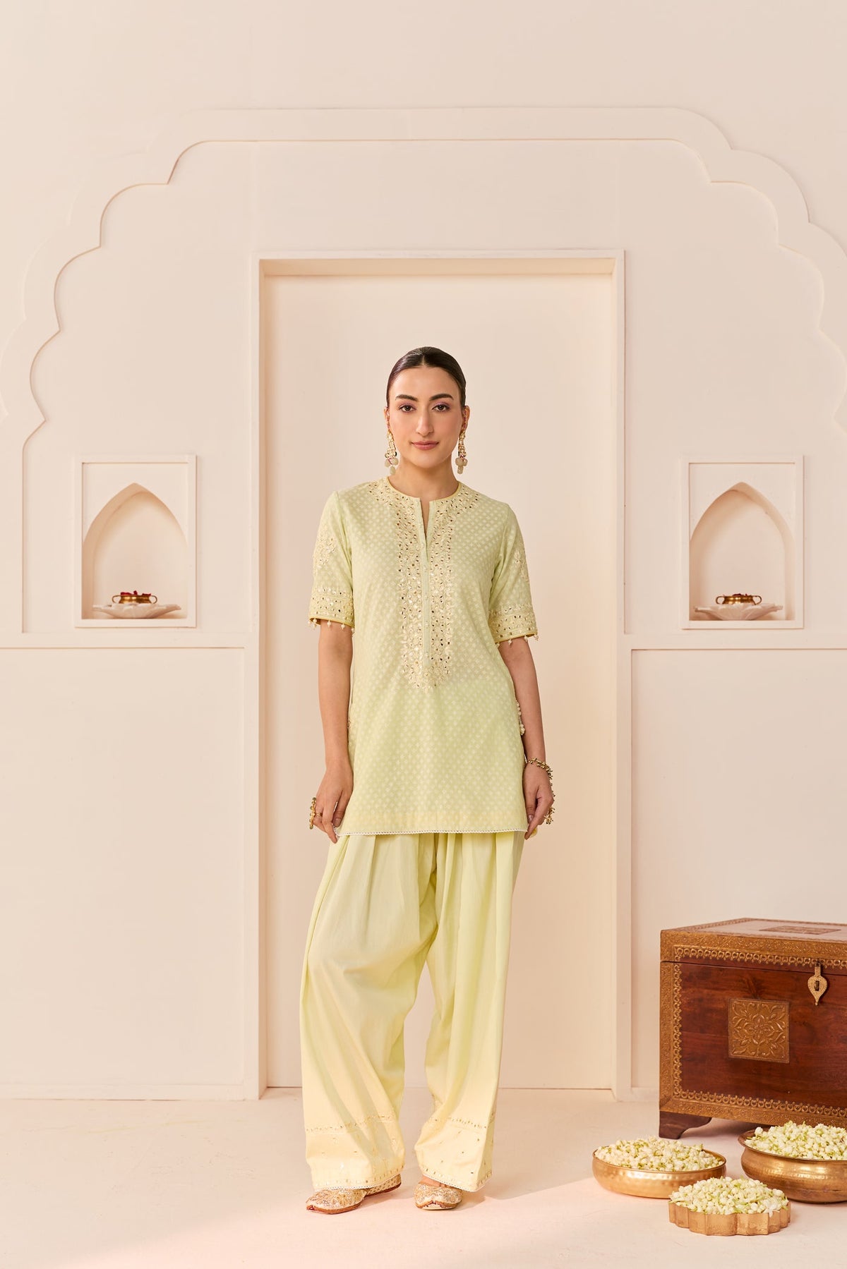 Anaisha - Mint Green Short Kurta With Farshi Salwar