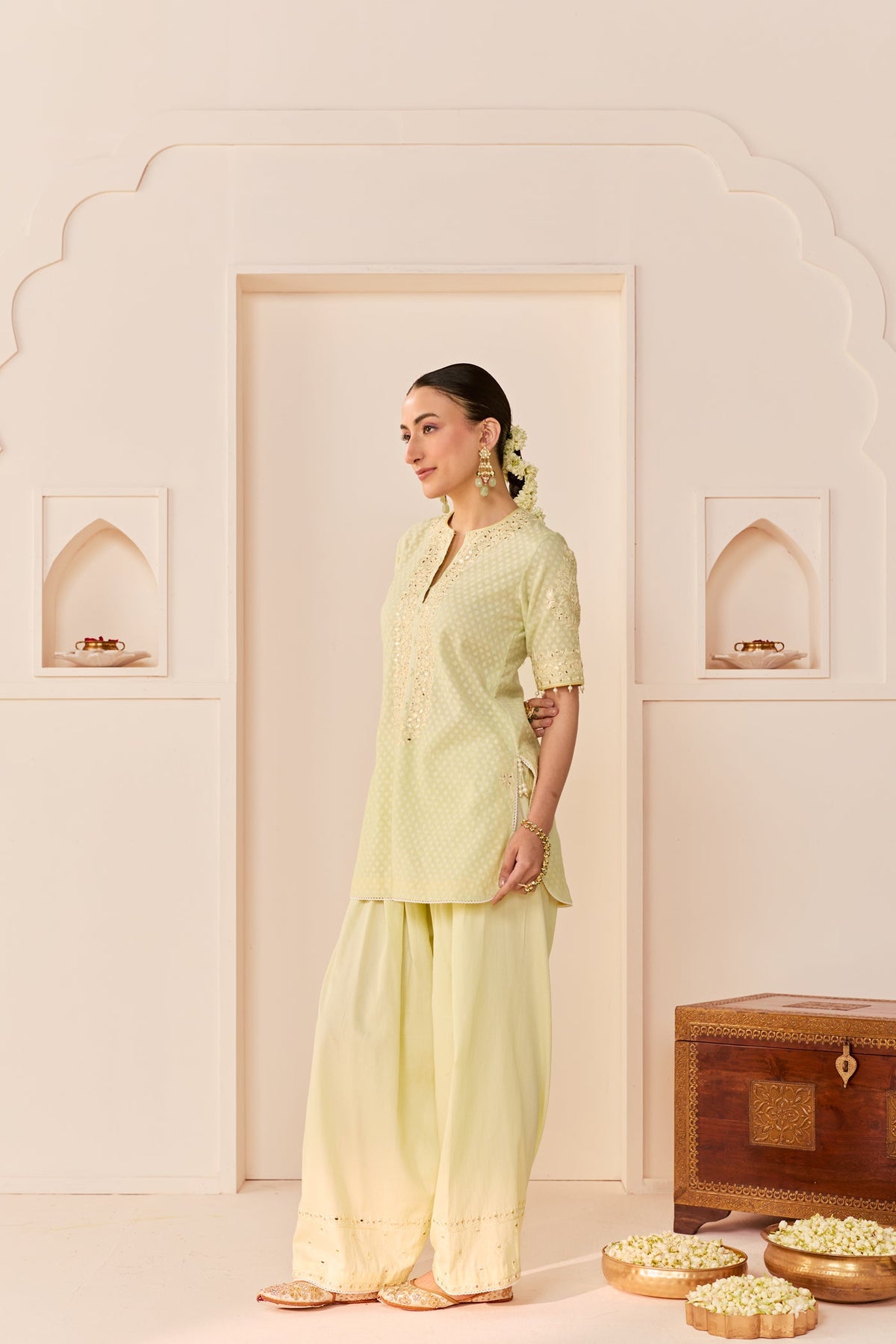 Anaisha - Mint Green Short Kurta With Farshi Salwar