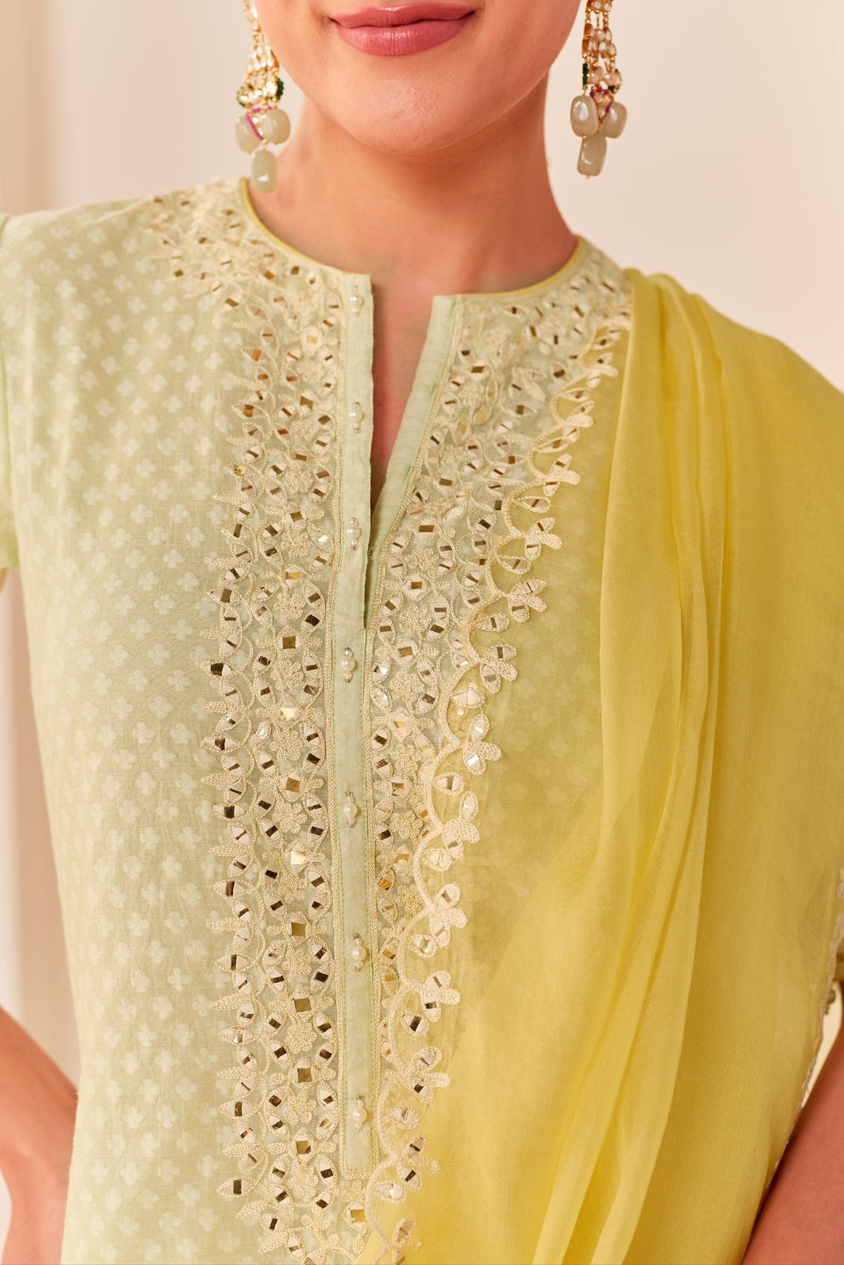 Anaisha - Mint Green Short Kurta With Farshi Salwar