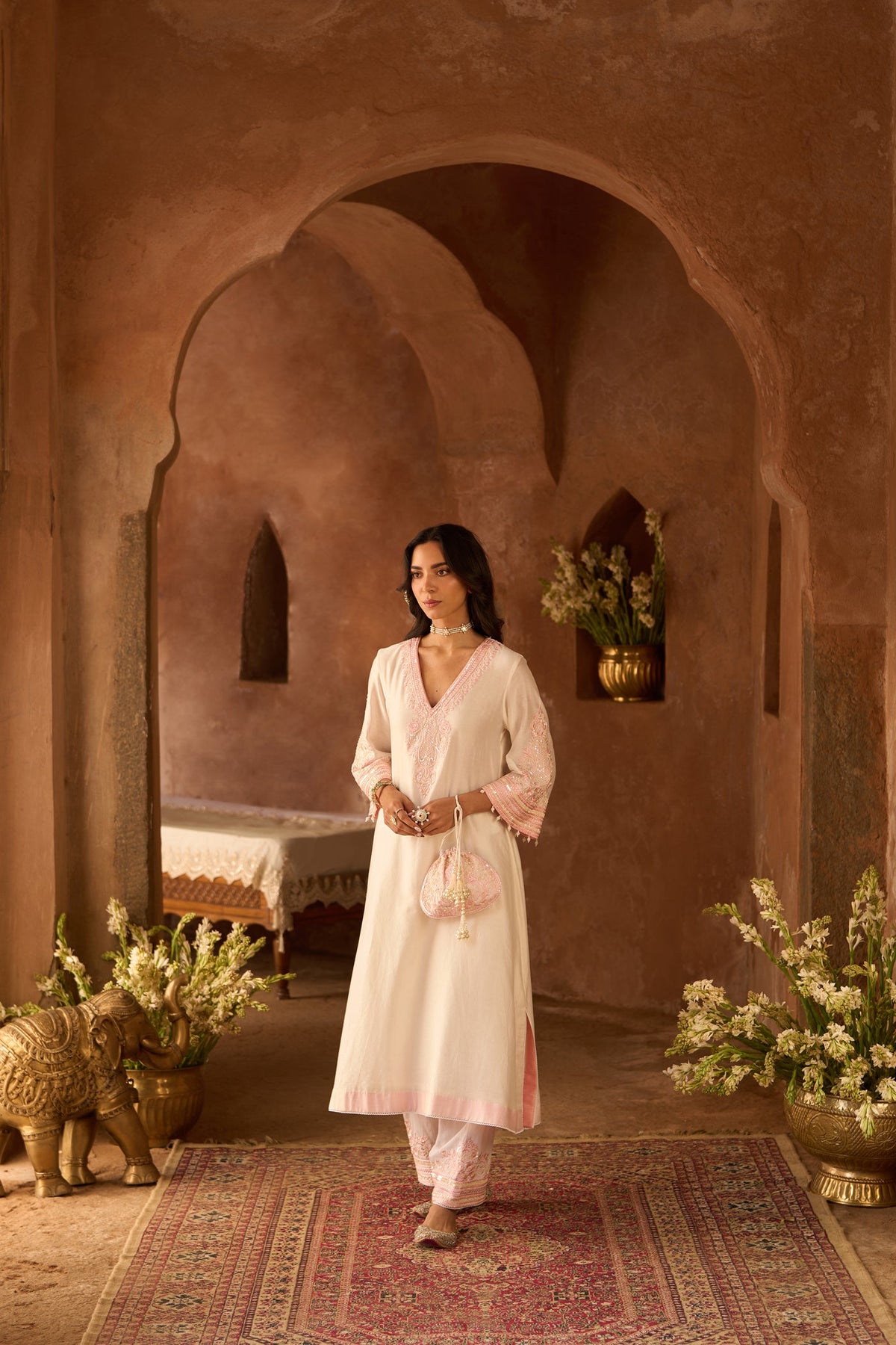 Payal Sen In SAHABAT - DAISY IVORY WITH PINK KAAFTAN WITH SALWAR